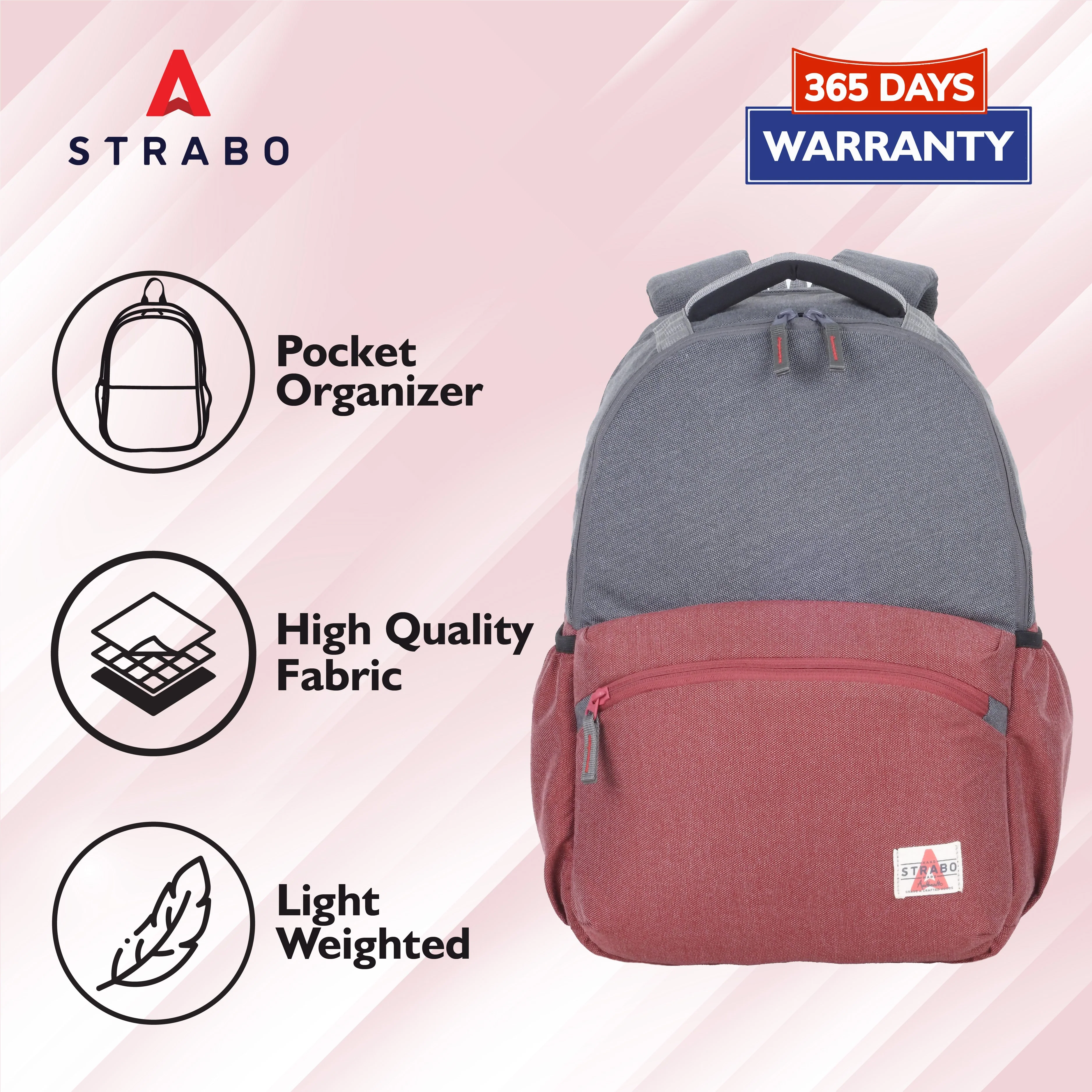 Cooper Casual Backpack - Maroon - Image 13