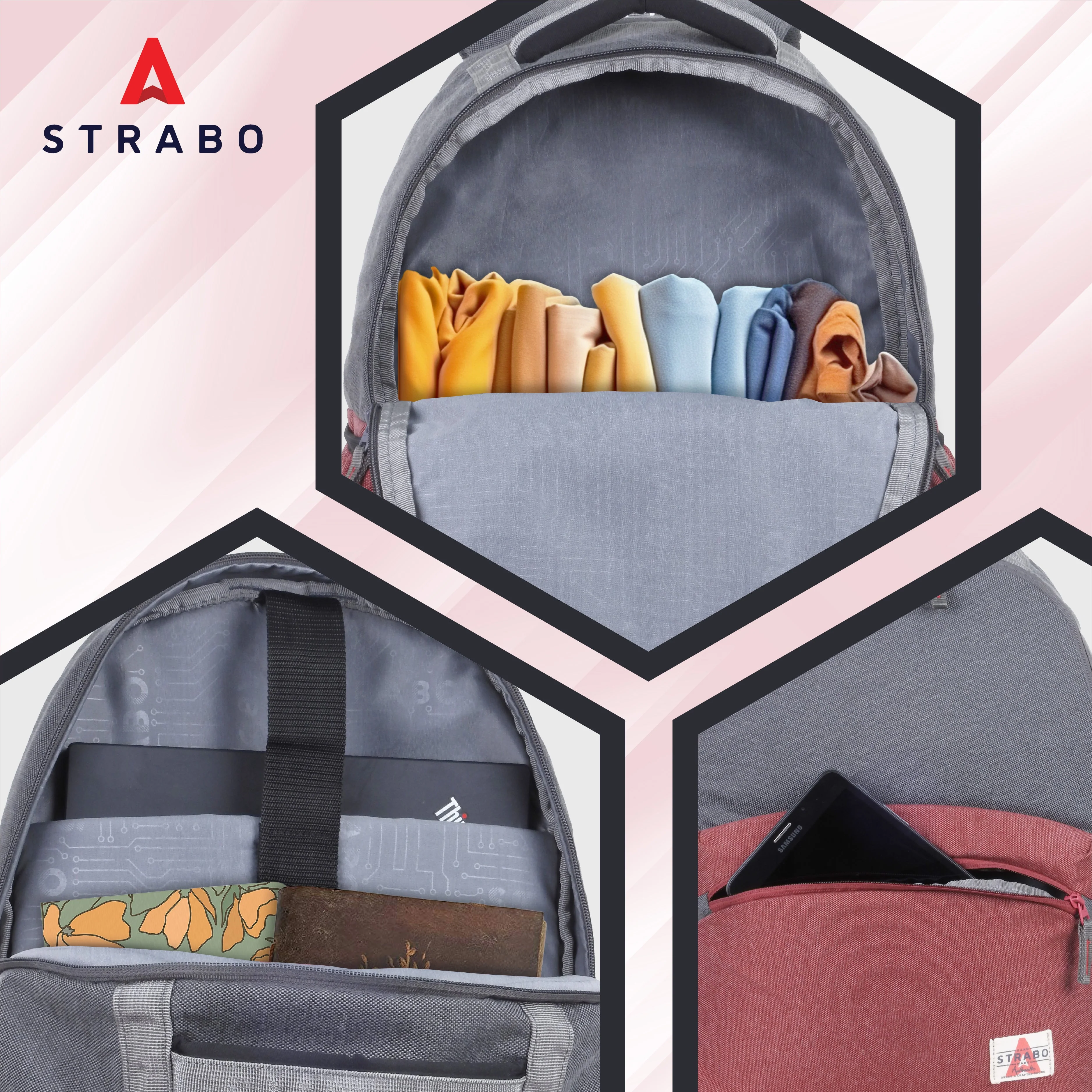 Cooper Casual Backpack - Maroon - Image 14