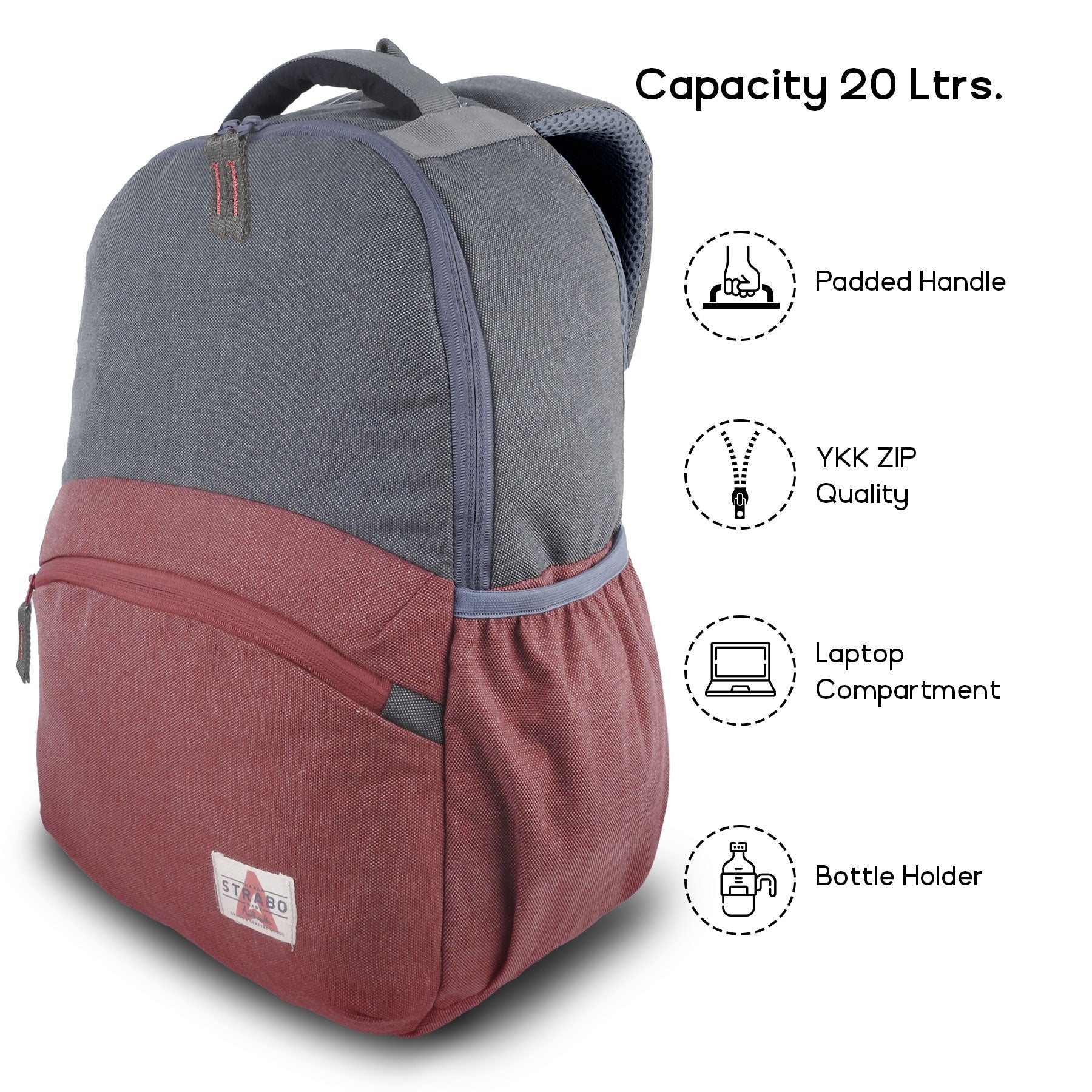 Cooper Casual Backpack - Maroon - Image 8