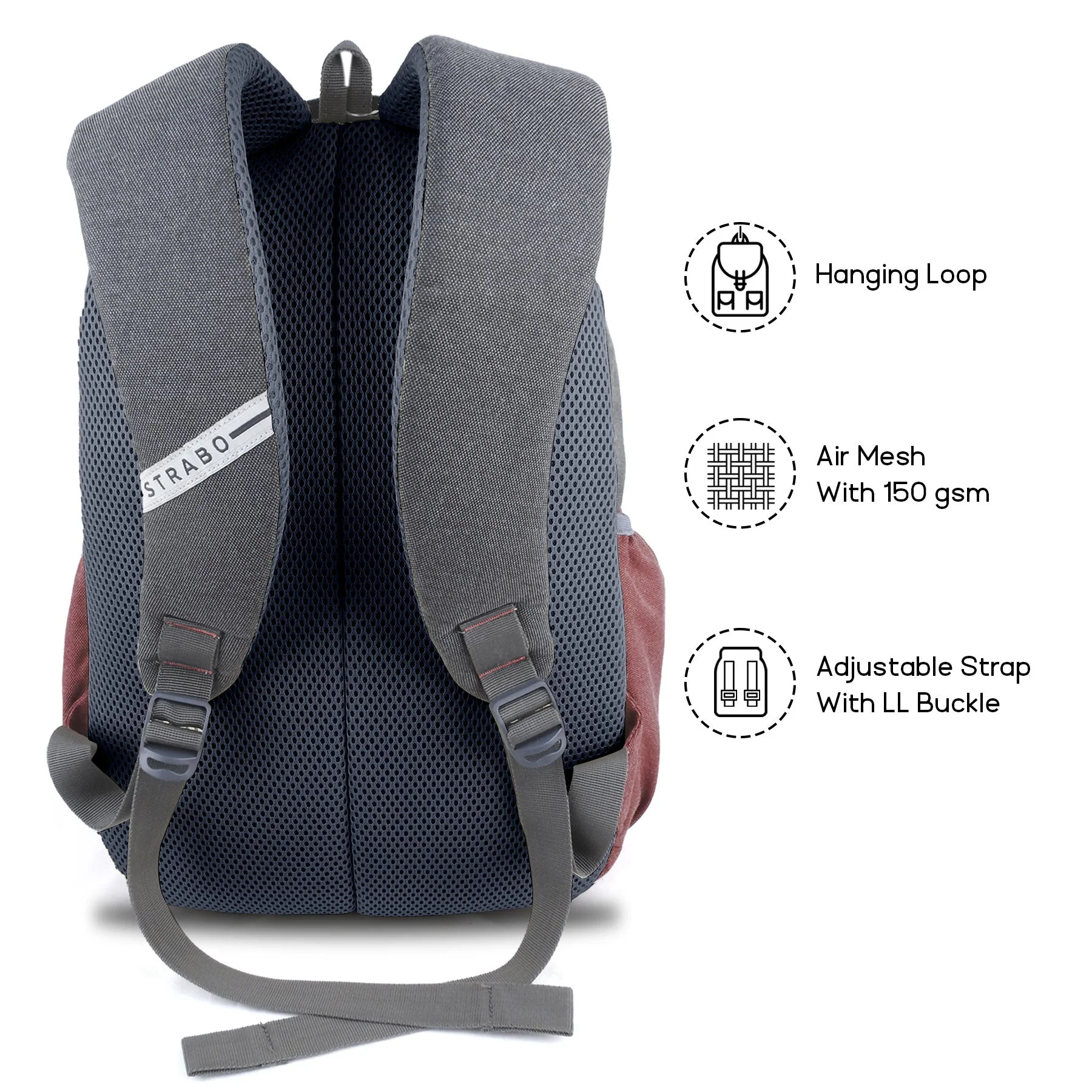 Cooper Casual Backpack - Maroon - Image 9