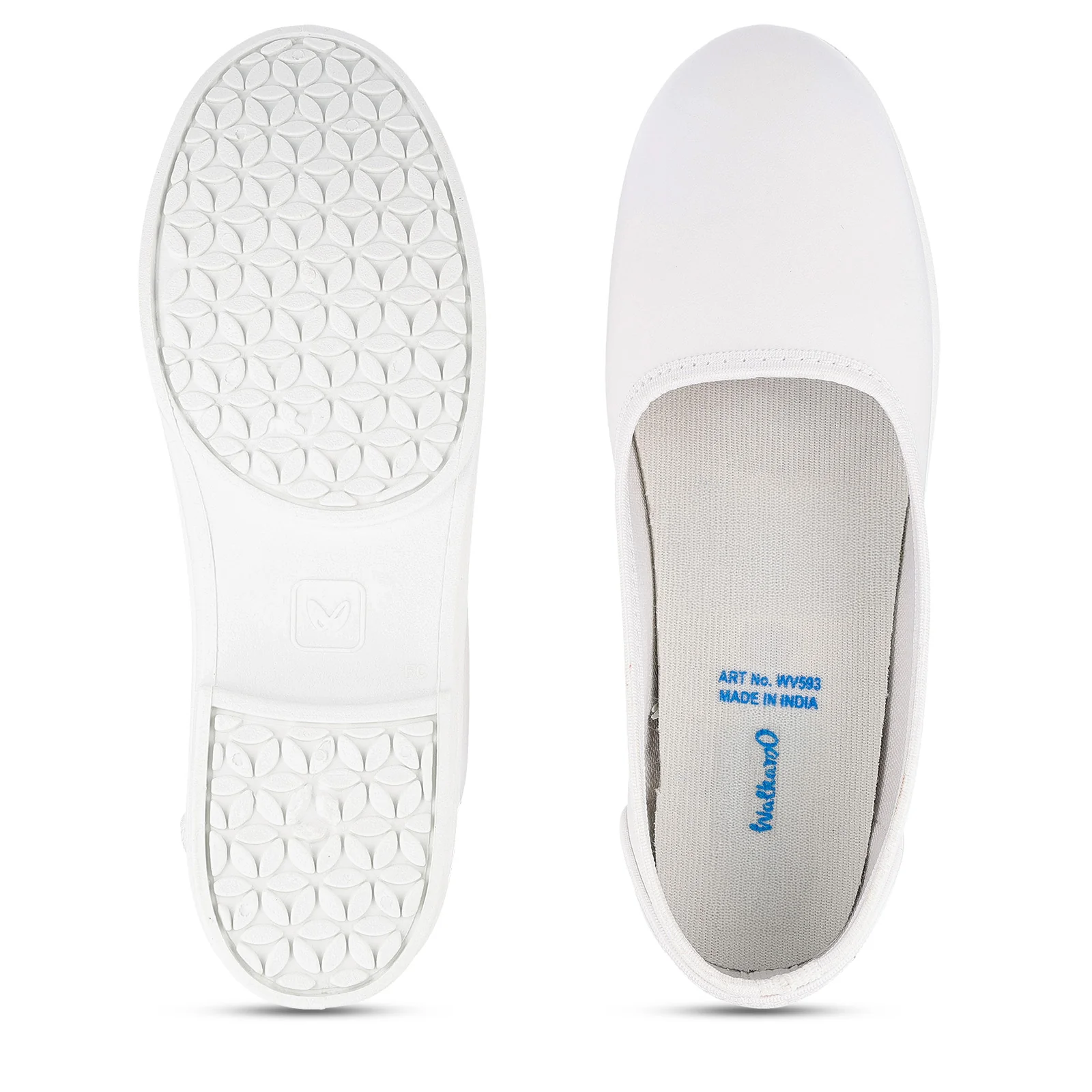 Girls Slip-On school Shoe - WV593 White - Image 2