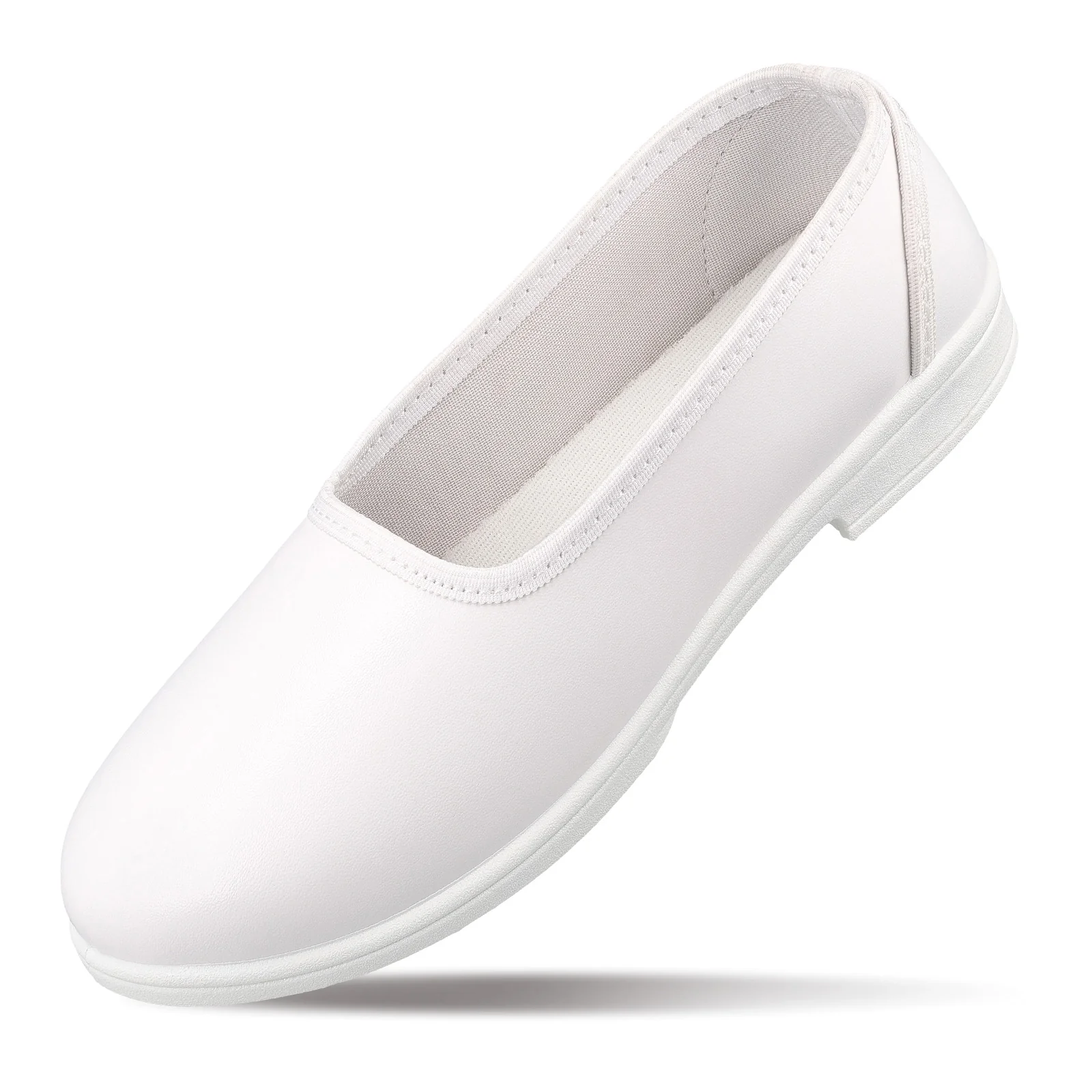 Girls Slip-On school Shoe - WV593 White - Image 5