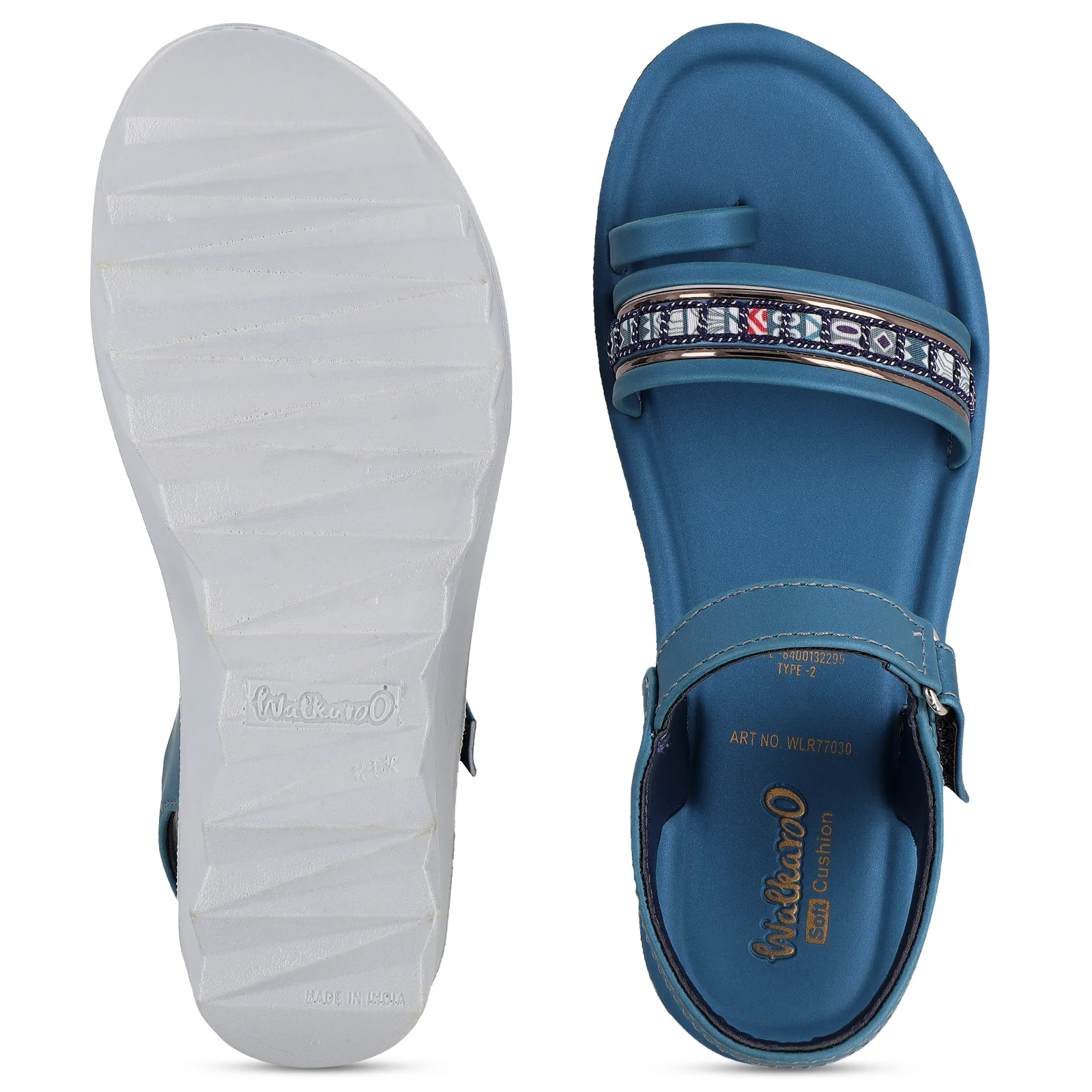 Girl's Wedge Heel Sandals  - WLR77030 Peacock Blue - Image 2