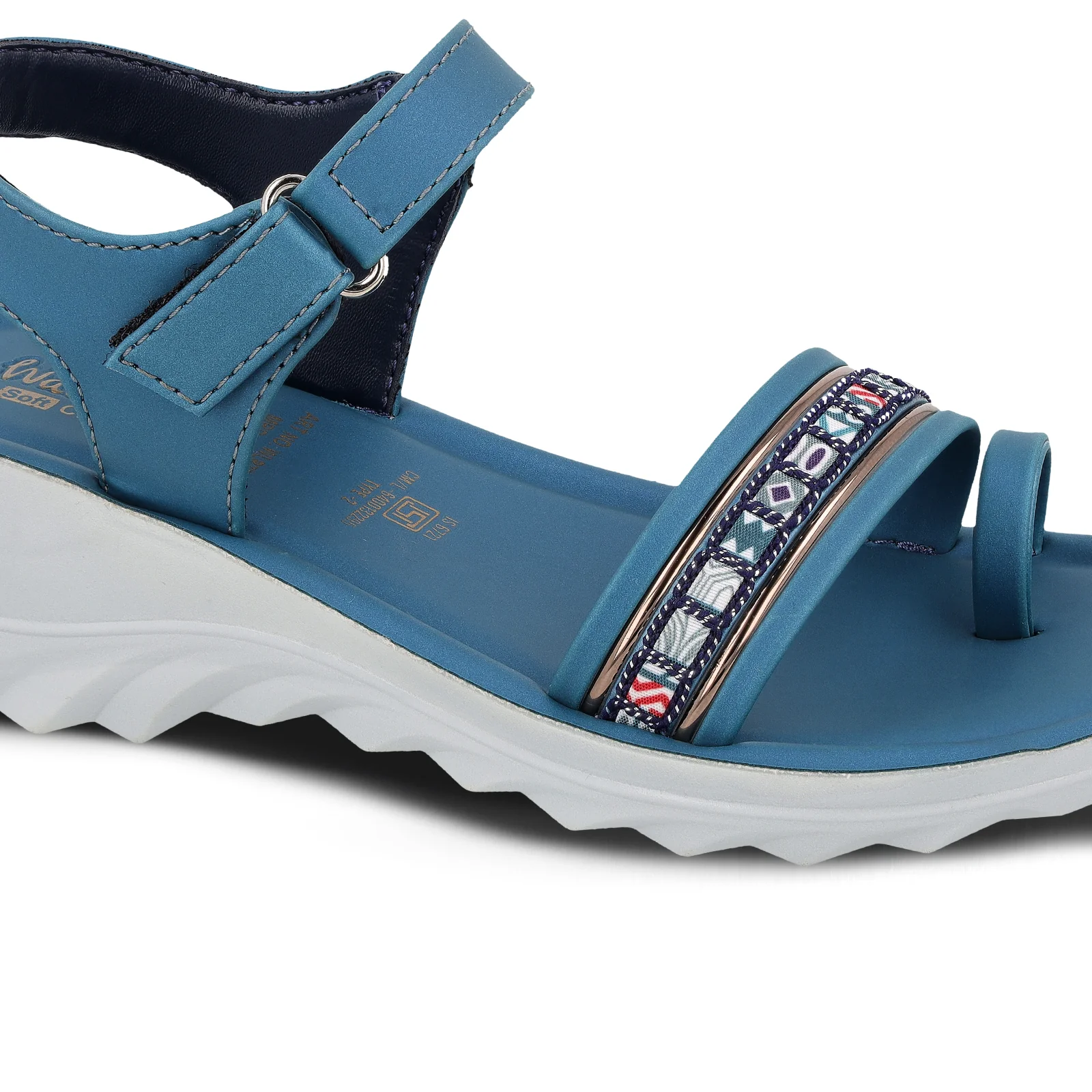 Girl's Wedge Heel Sandals  - WLR77030 Peacock Blue - Image 4