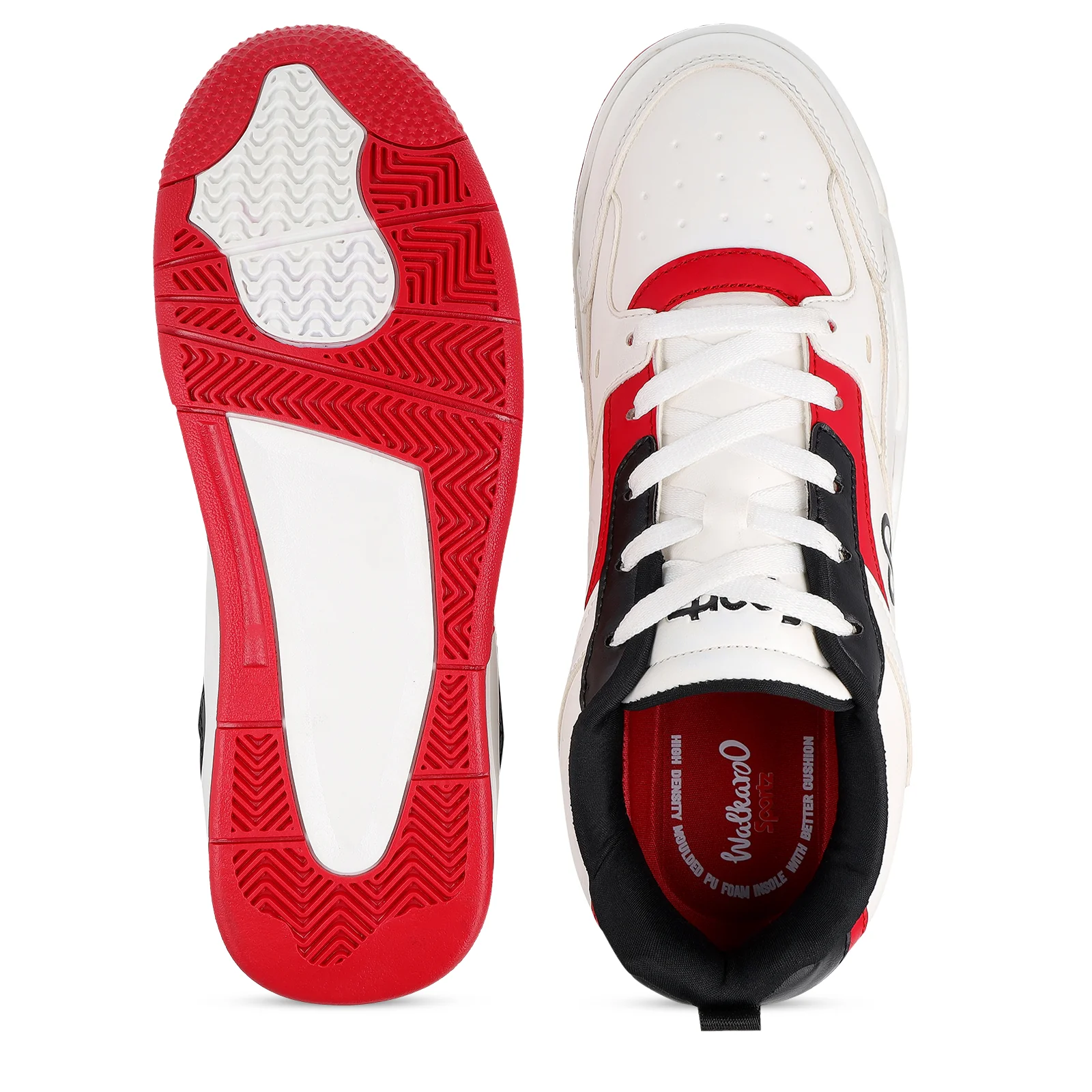 Men's Colourblocked Sneakers - WY3477 White Red - Image 3