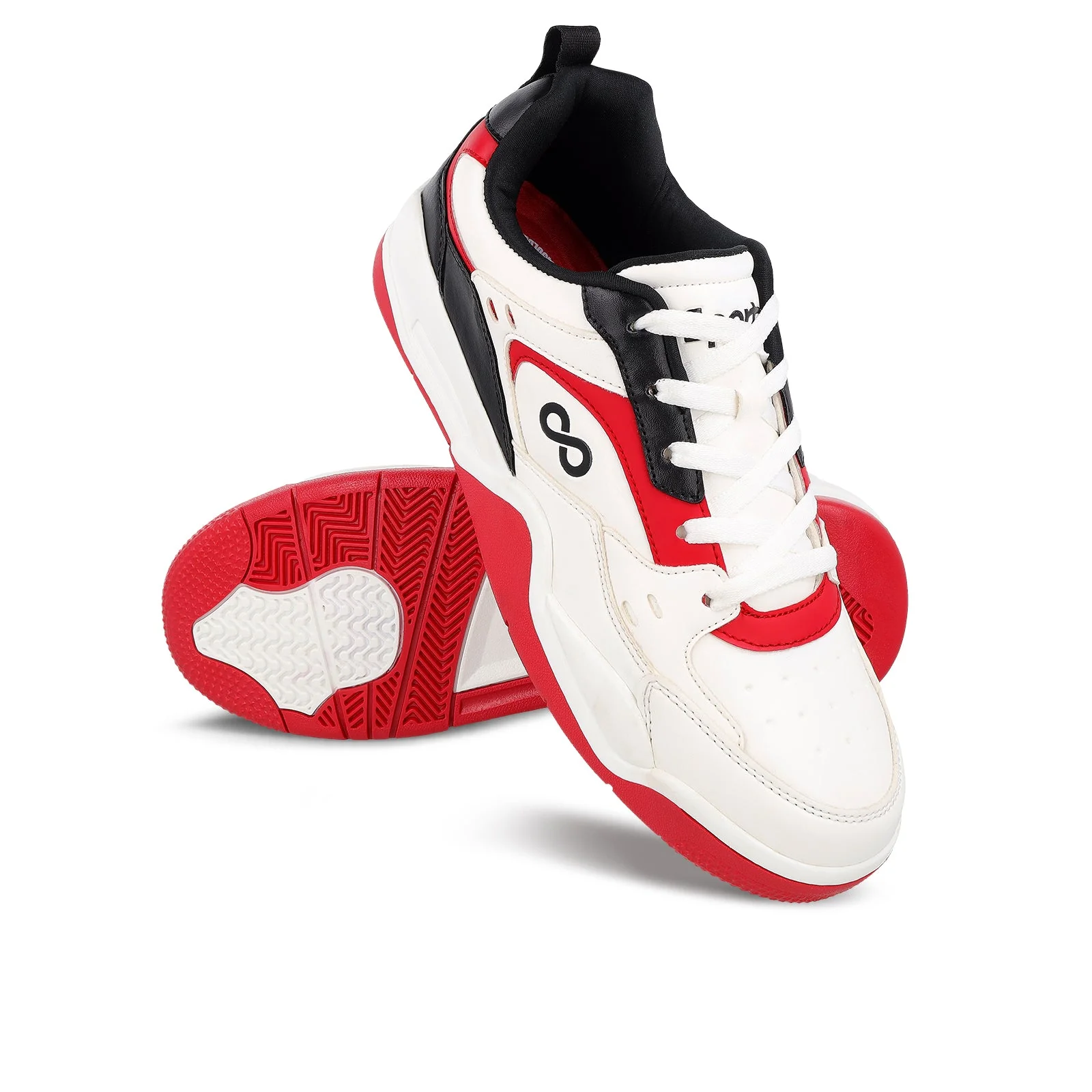 Men's Colourblocked Sneakers - WY3477 White Red - Image 9