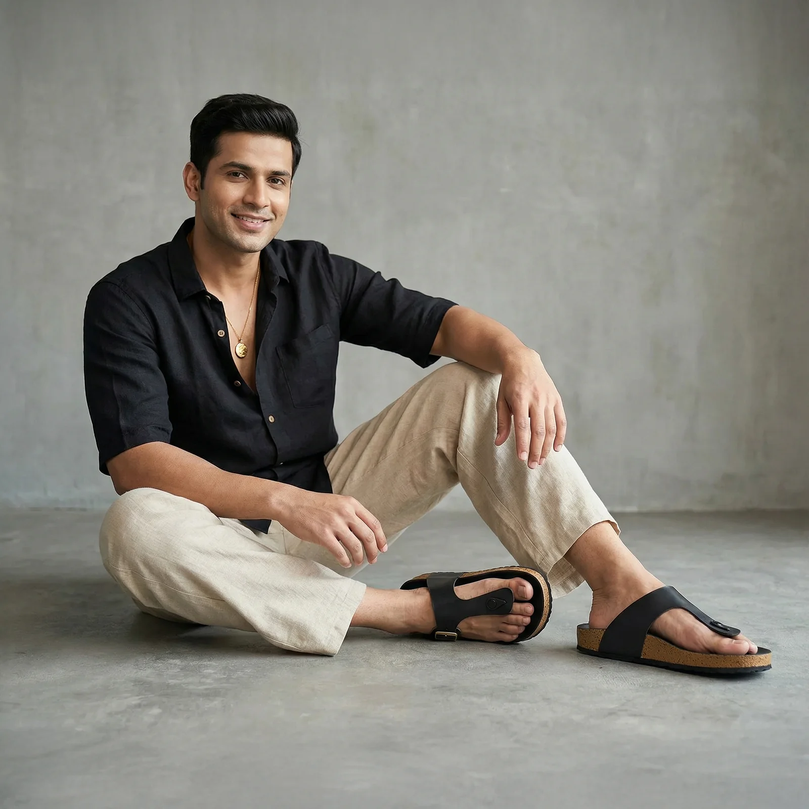 Men's Comfort Sandals - WGE53242 Full Black - Image 3