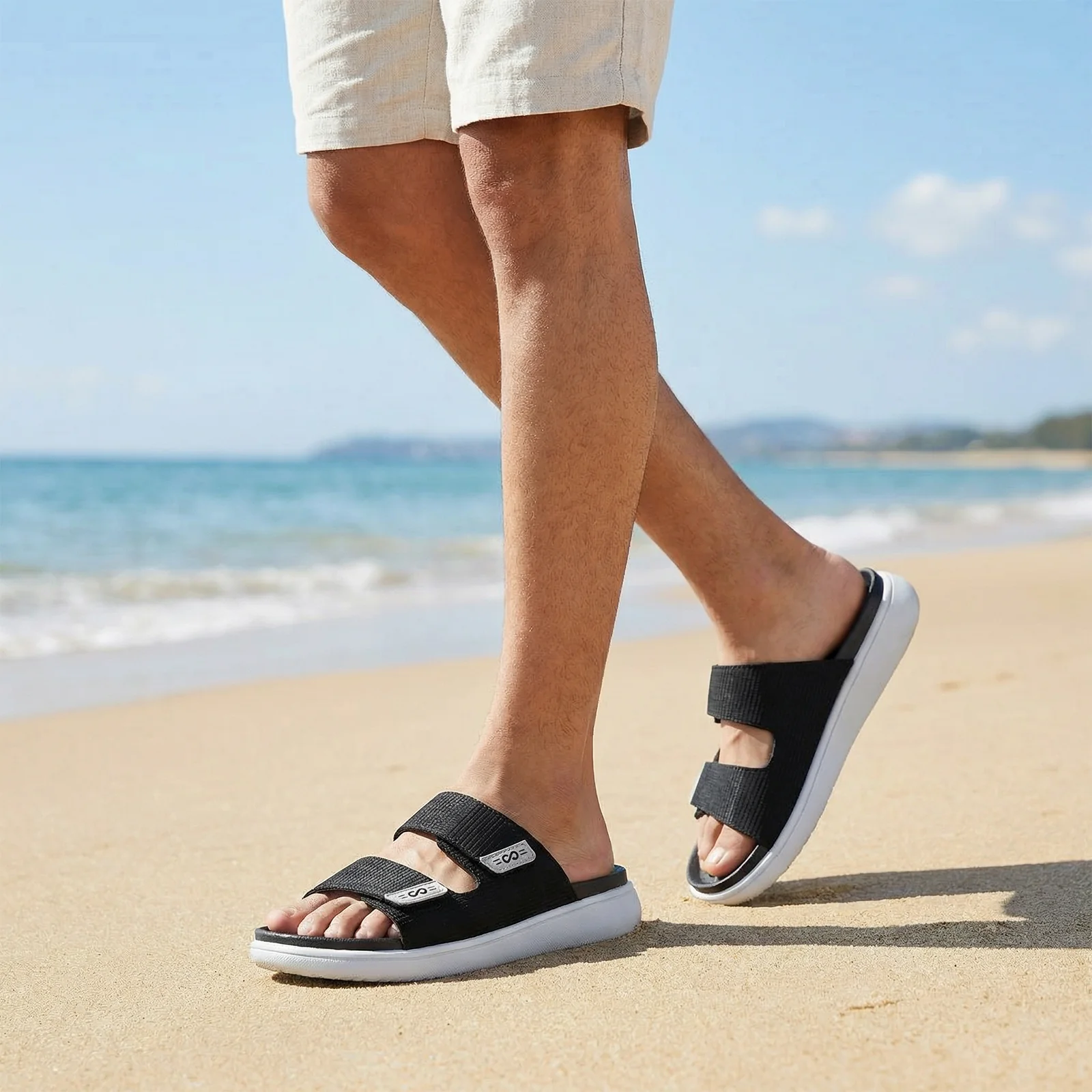 Men's Daily Wear Comfort Sandals - SGE28006 Black - Image 3