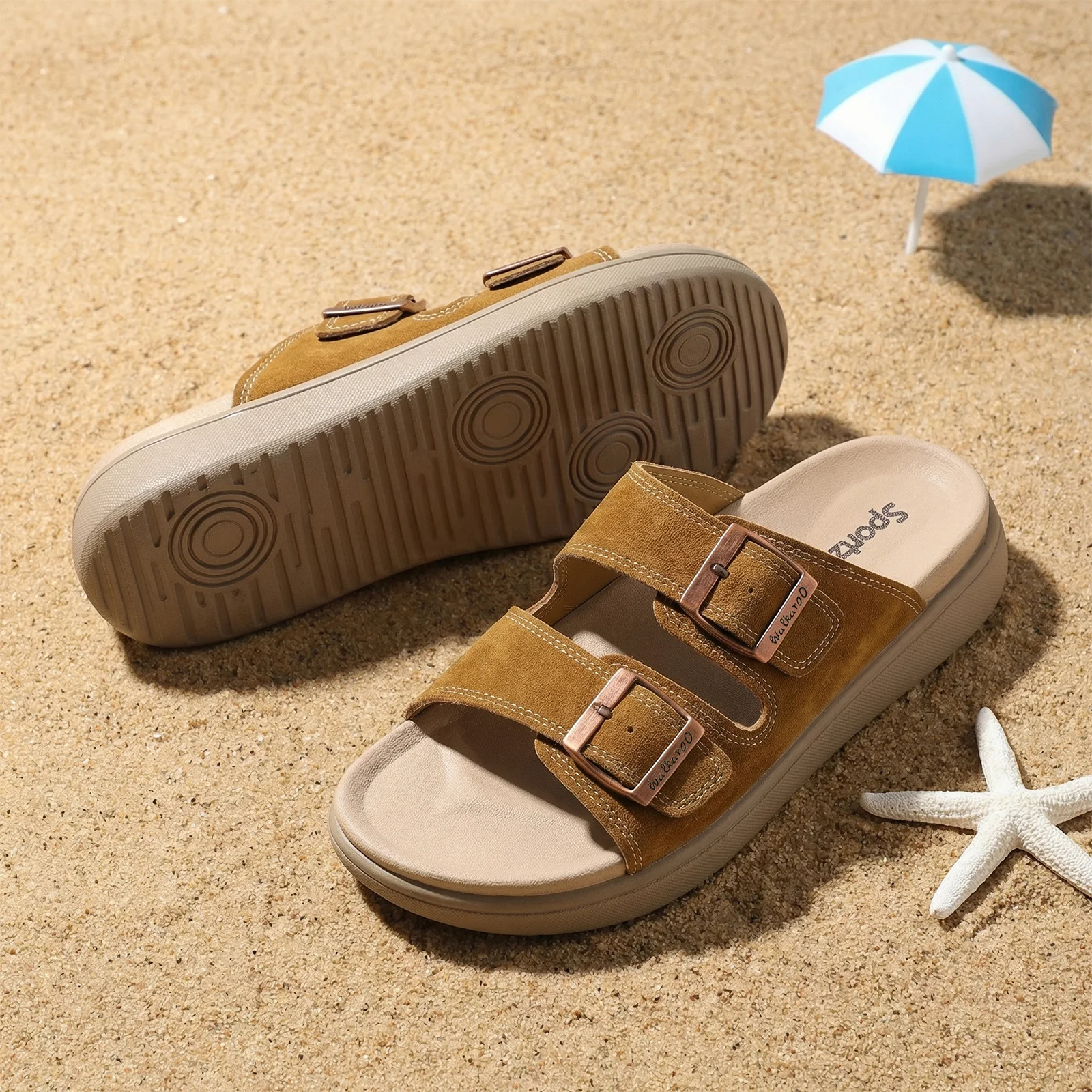 Men's Daily Wear Comfort Sandals - SGE28007 Beige - Image 4