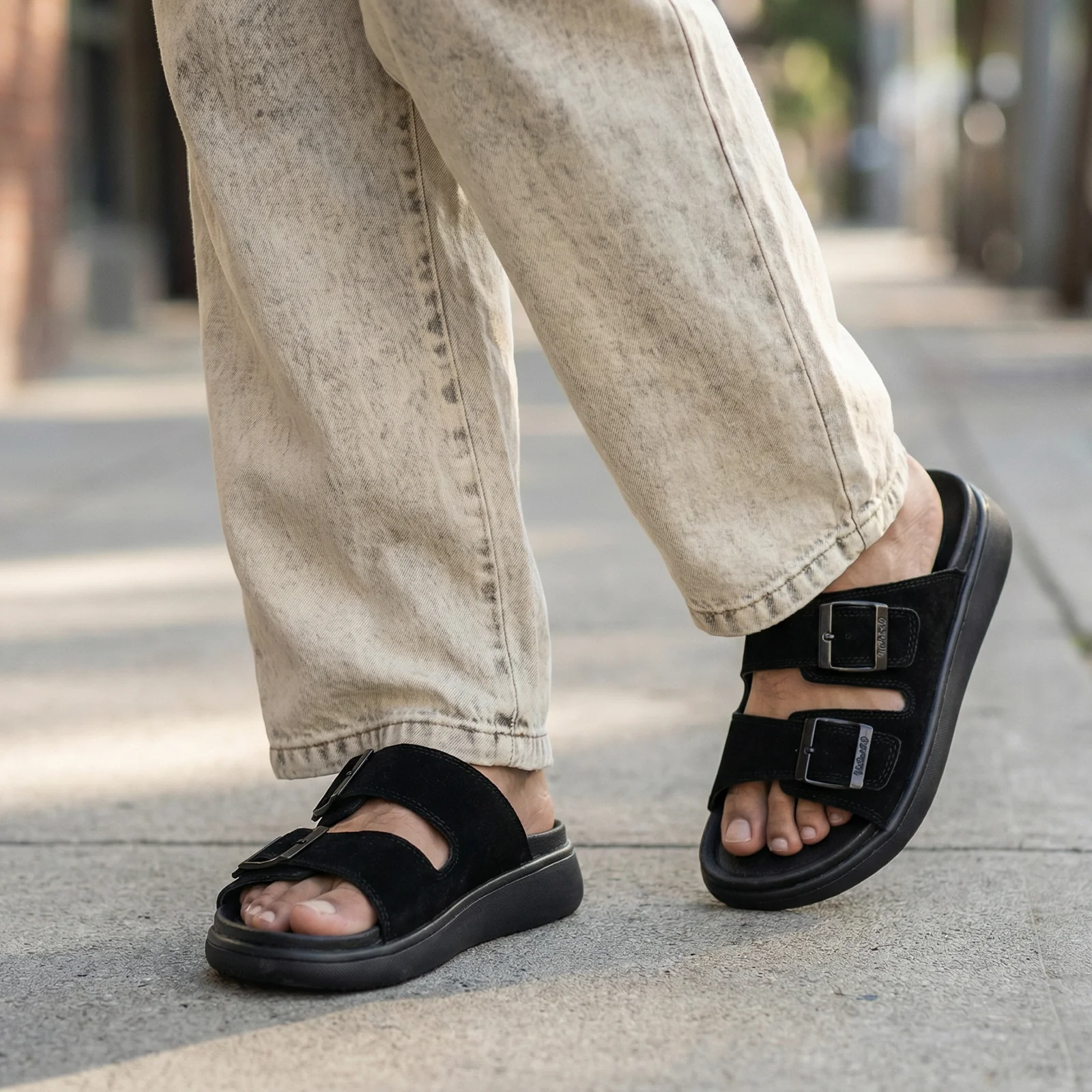 Men's Daily Wear Comfort Sandals - SGE28007 Black - Image 3