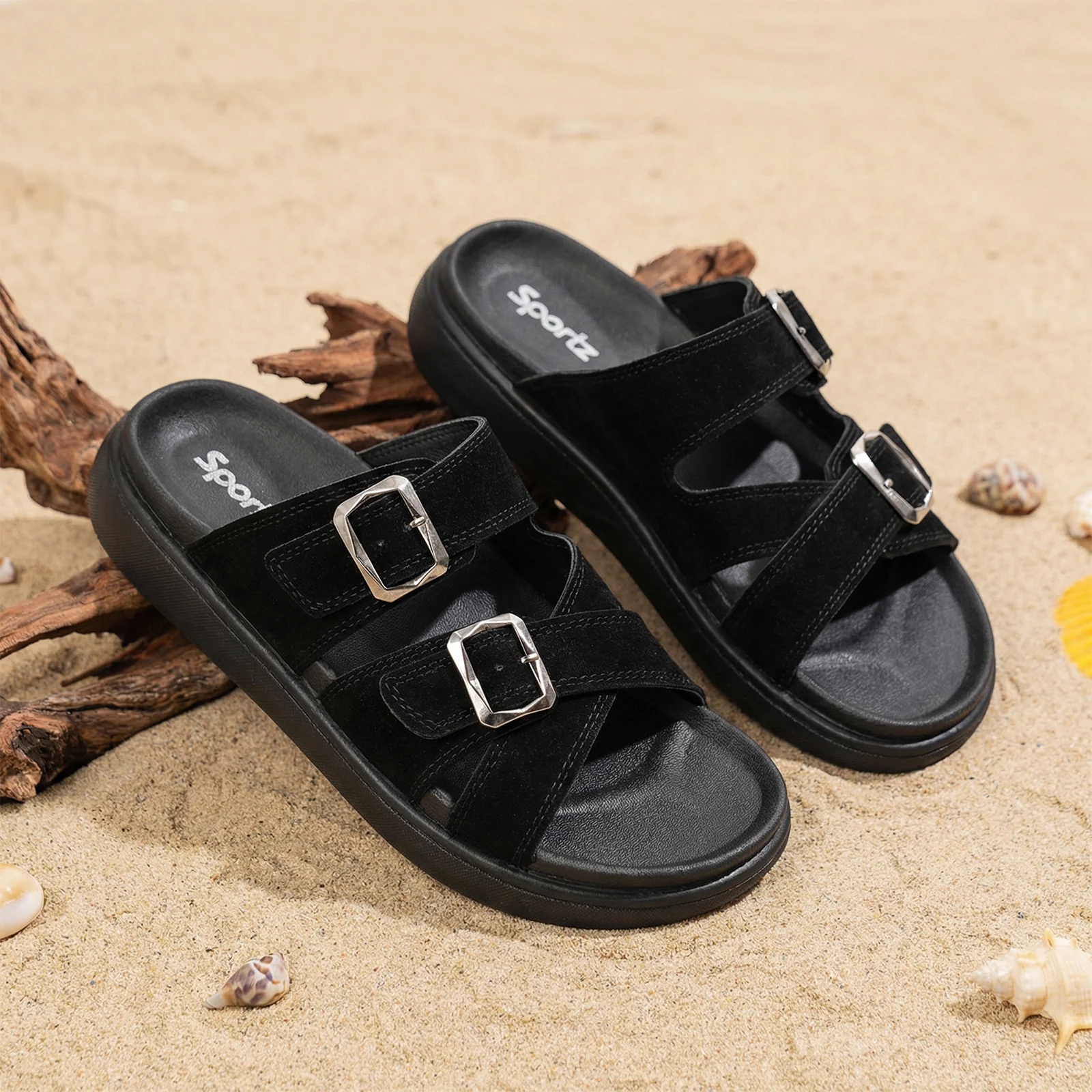 Men's Daily Wear Comfort Sandals - SGE28007 Black - Image 4