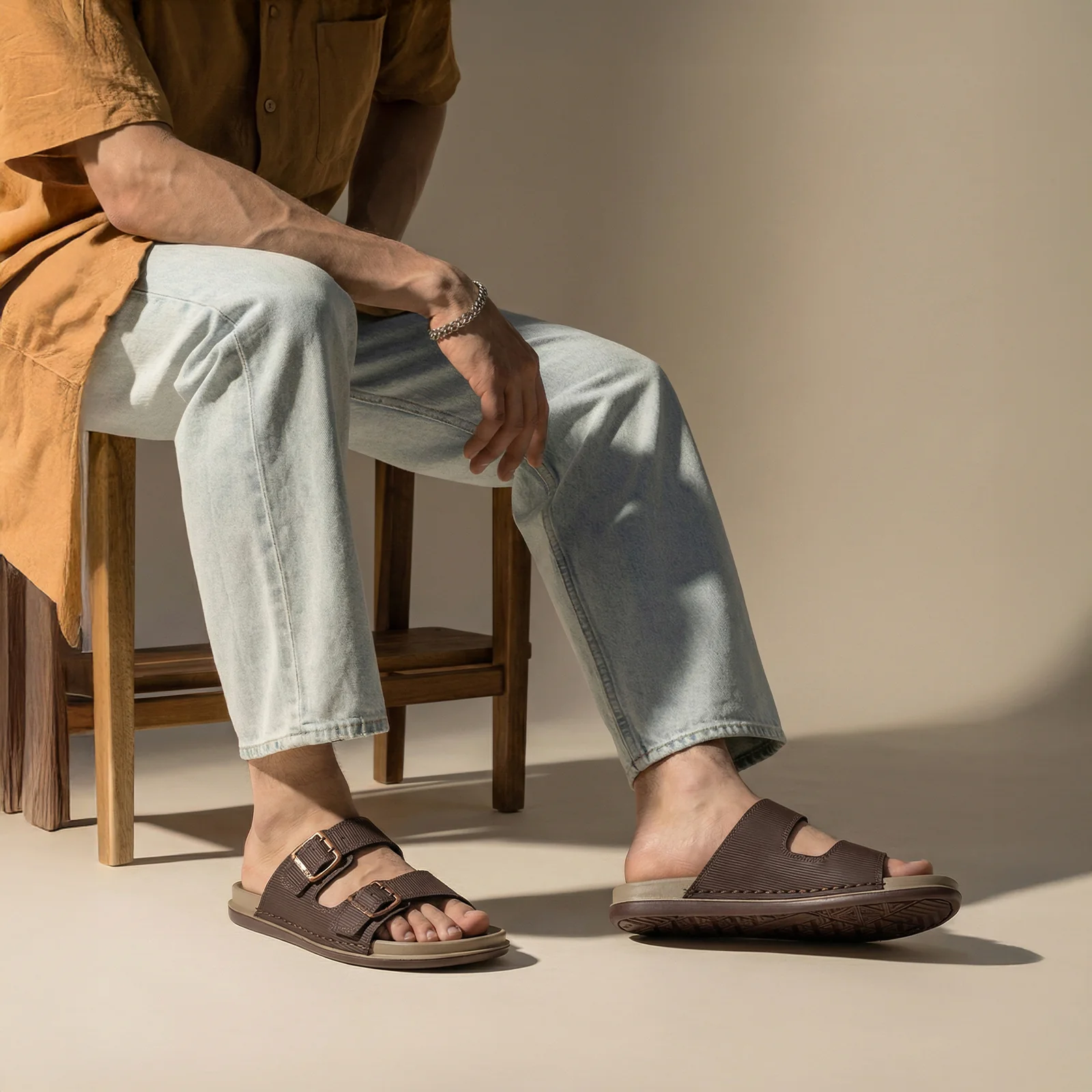 Men's Daily Wear Comfort Sandals - WE1337 Dark Brown - Image 3