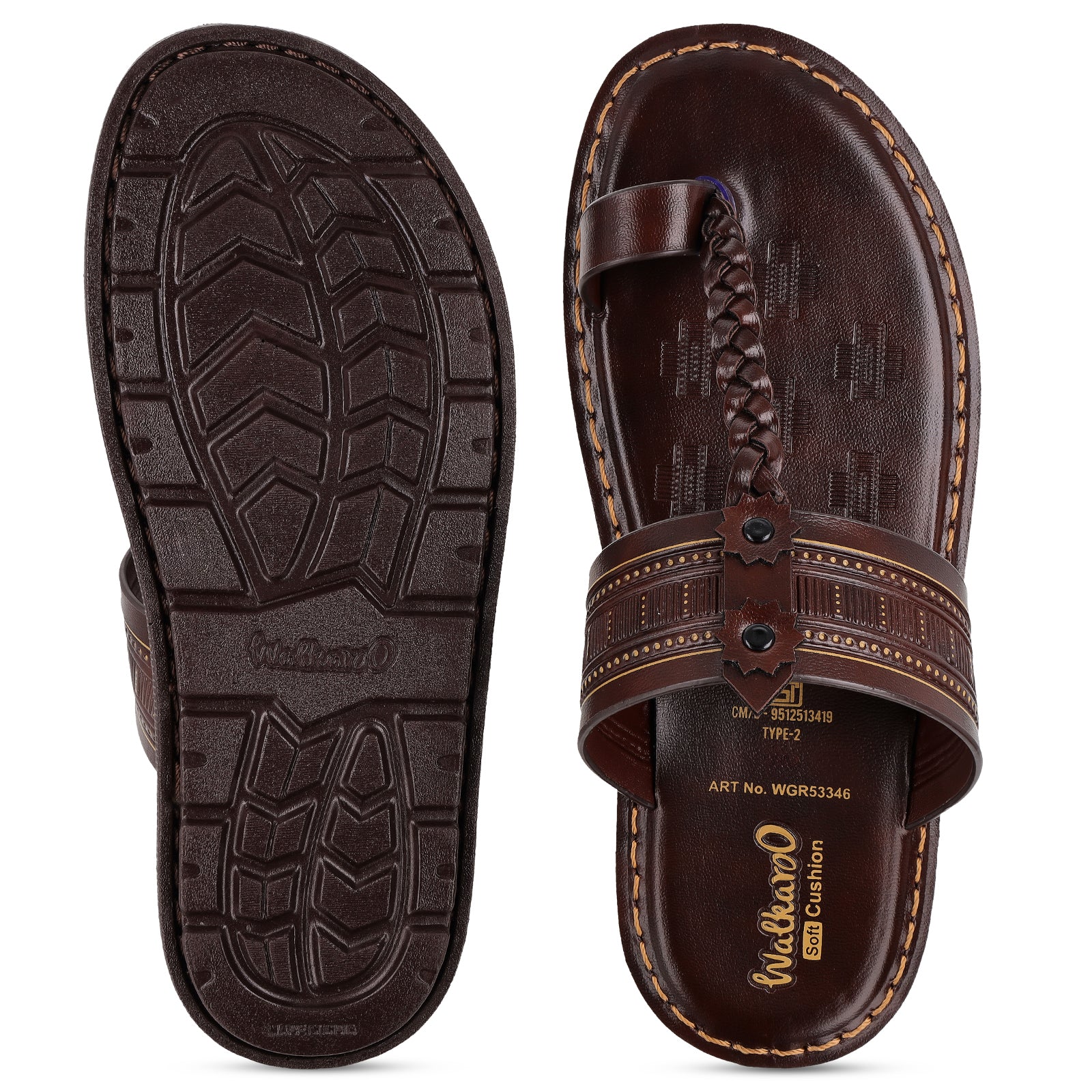Men's Daily Wear Sandals - WGR53346 Brown - Image 2