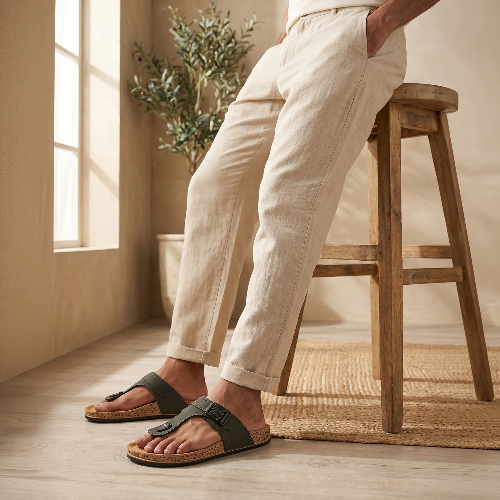 Men's Daily Wear Sandals - WGR53387 Olive - Image 2