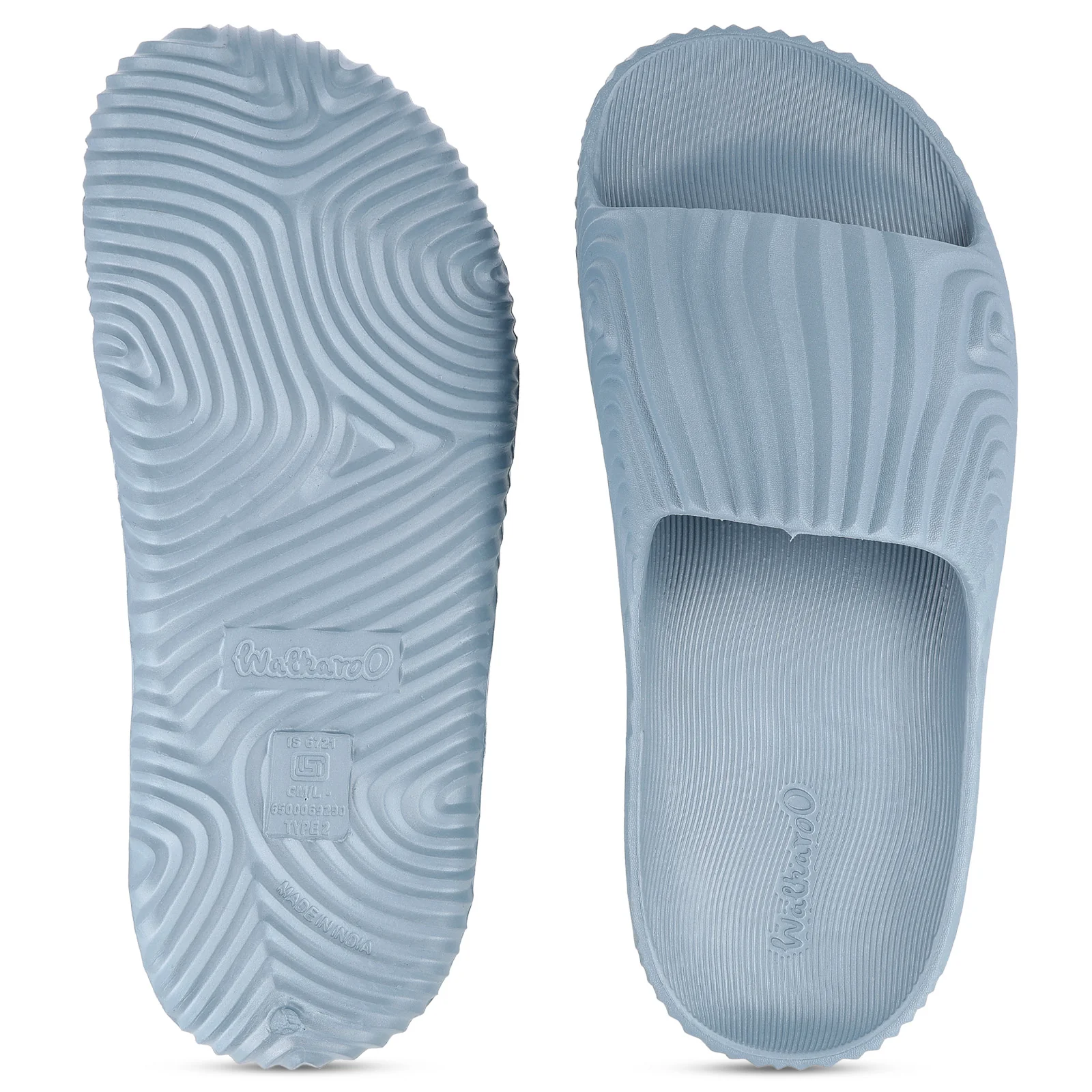 Men's Flip Flop Sliders  - WC8769 Aqua Blue - Image 2