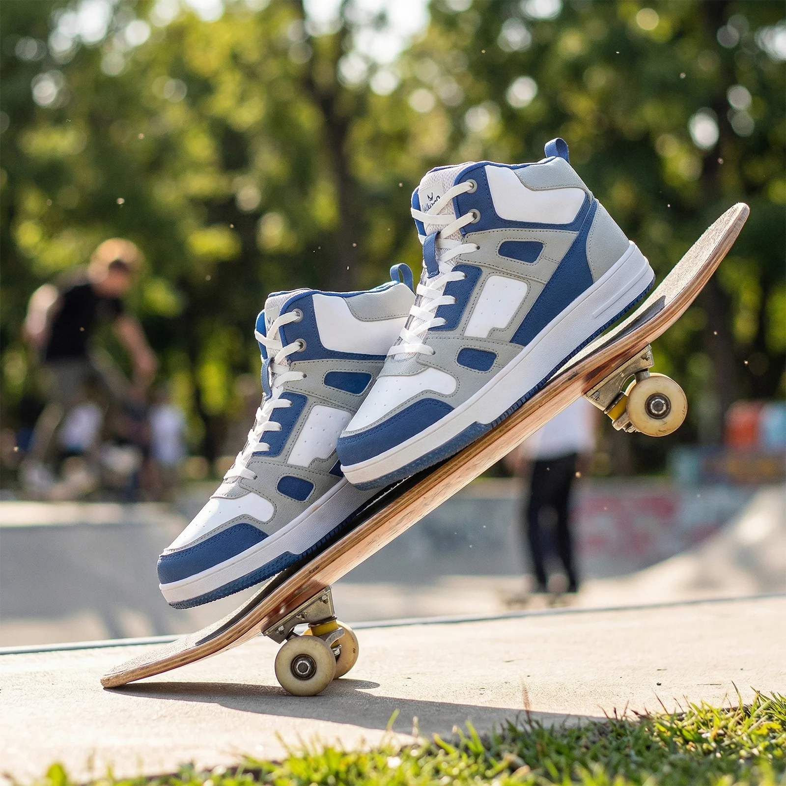 Men's High Top Sneakers - WY3466 Blue White - Image 2