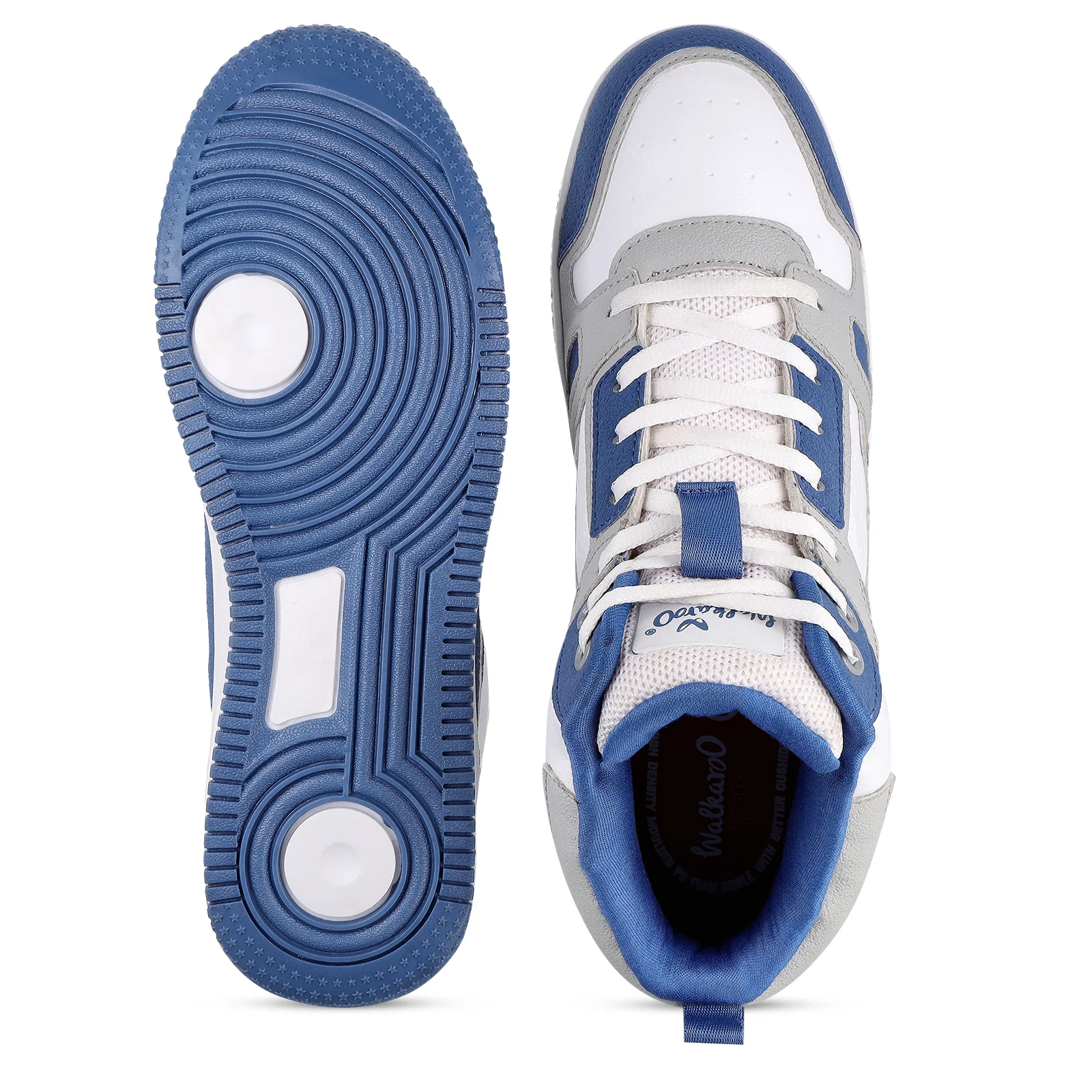 Men's High Top Sneakers - WY3466 Blue White - Image 3