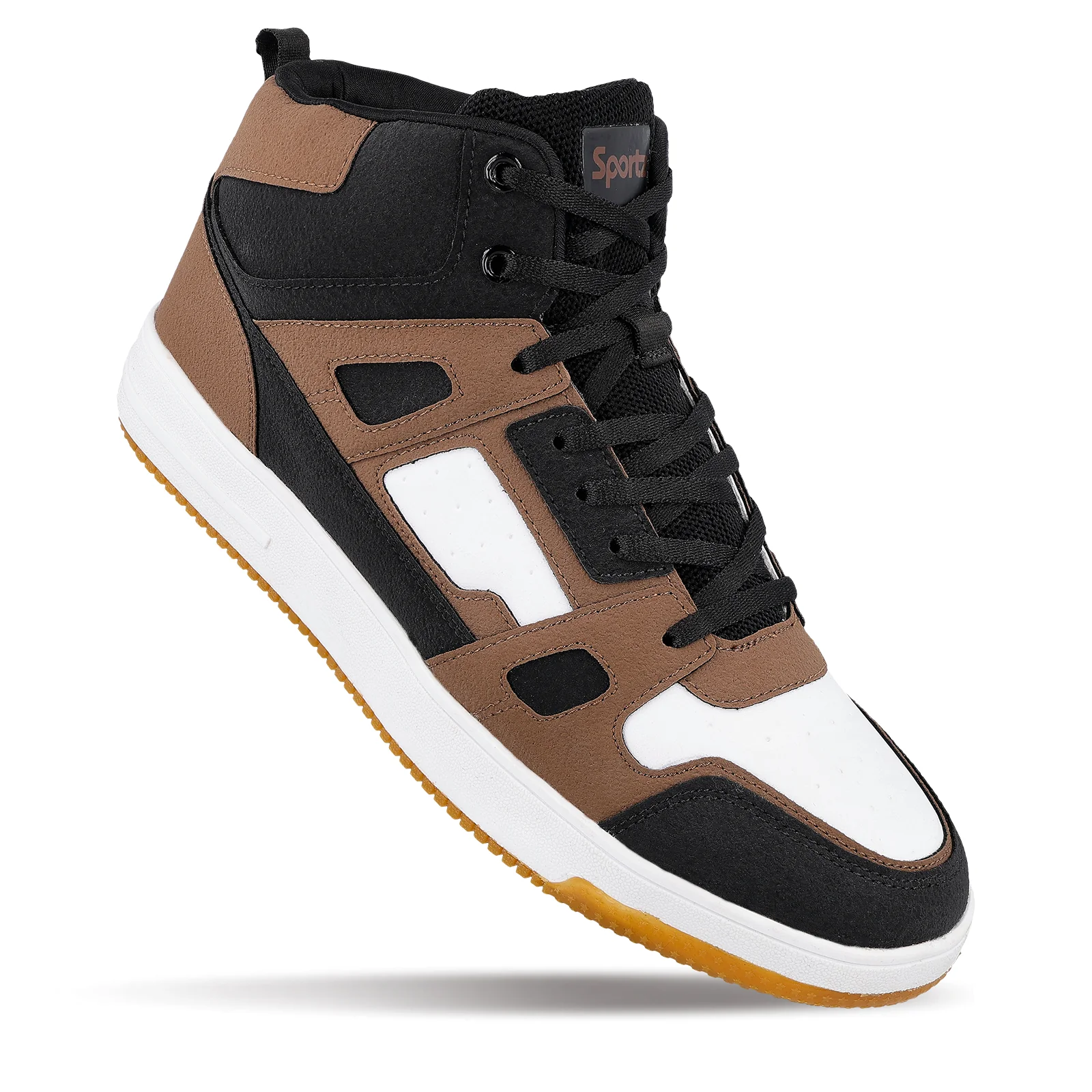 Men's High Top Sneakers - WY3466 Black Brown - Image 4