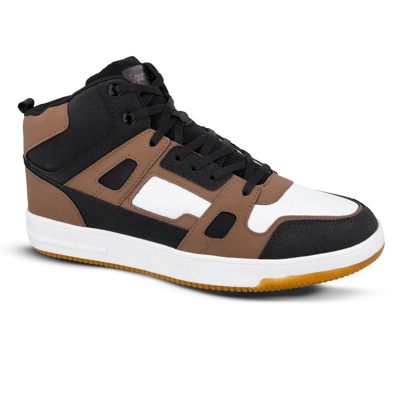 Men's High Top Sneakers - WY3466 Black Brown - Image 5