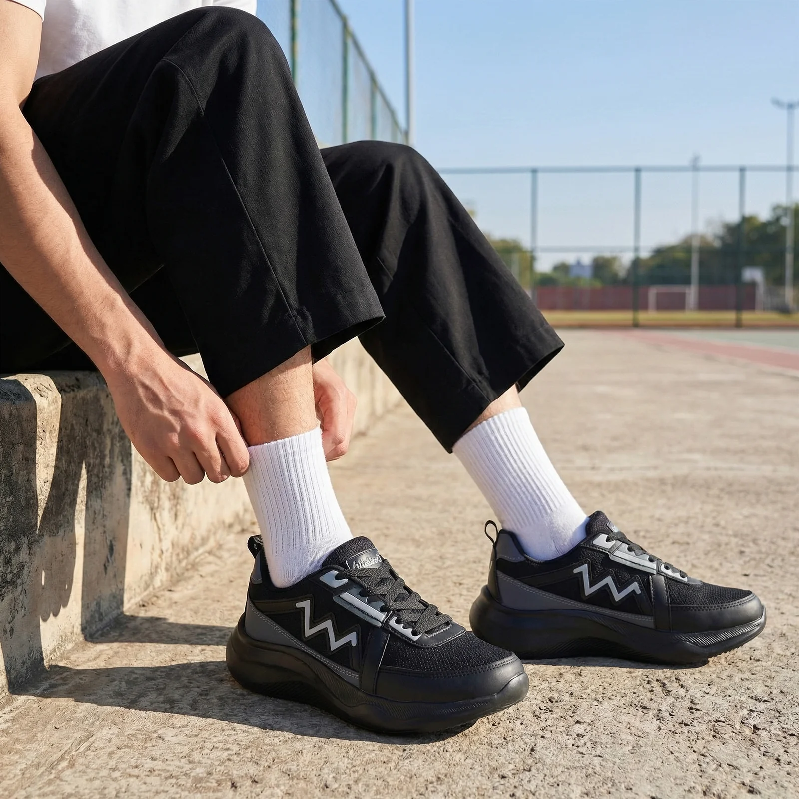 Men's Lace-up Sports Shoe -ONG97006 Black Grey - Image 2