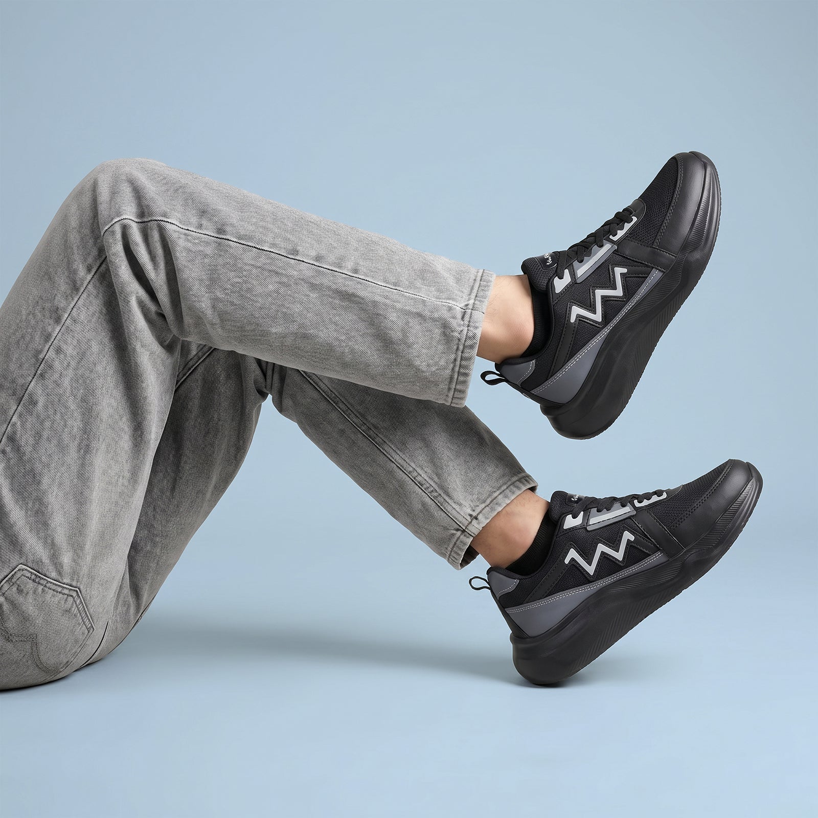 Men's Lace-up Sports Shoe -ONG97006 Black Grey - Image 4