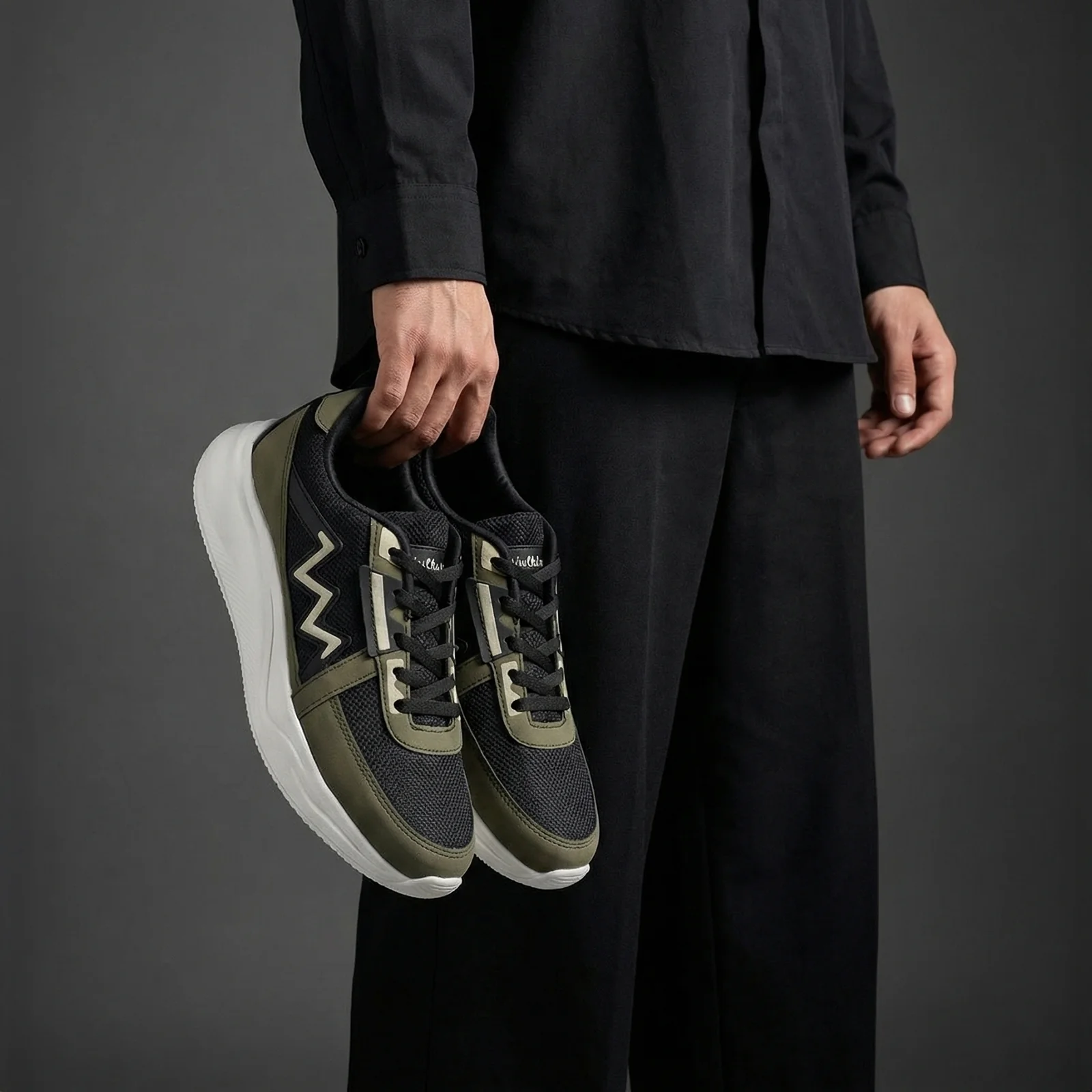 Men's Lace-up Sports Shoe -ONG97006 Black Olive - Image 2