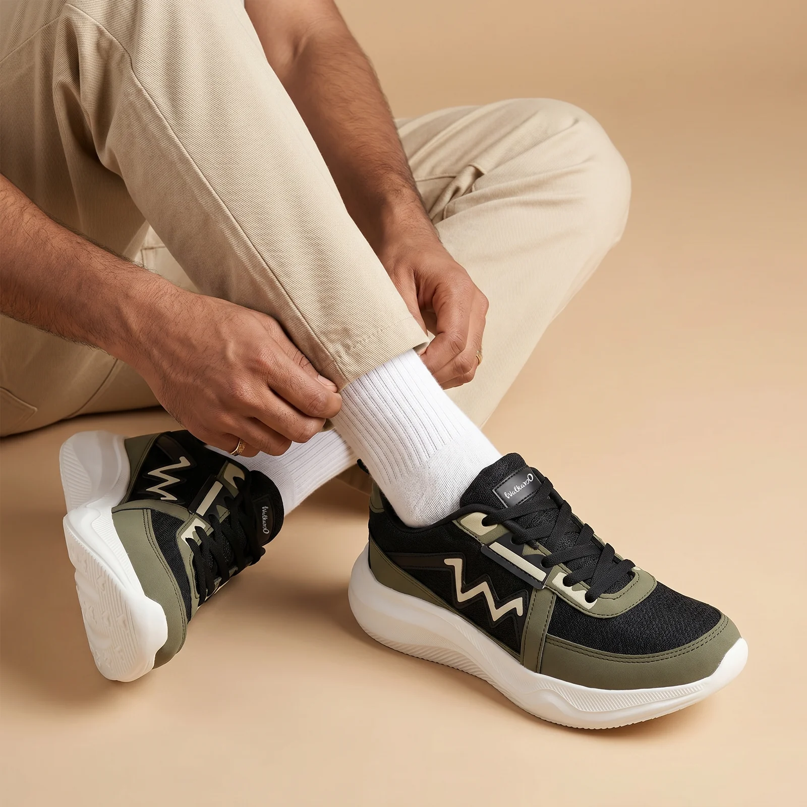 Men's Lace-up Sports Shoe -ONG97006 Black Olive - Image 3