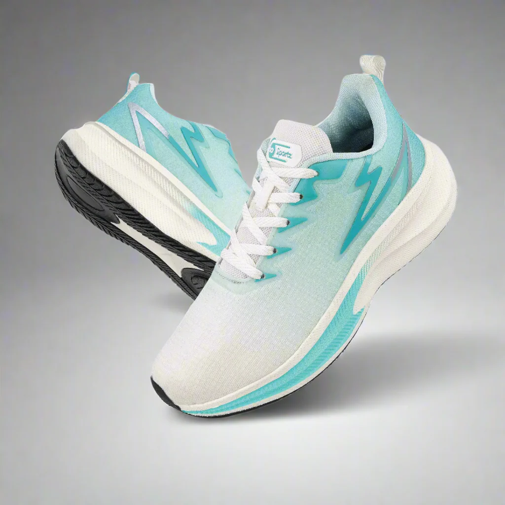 Men's Lace-up Sports Shoes - WS9162 White Teal - Image 2