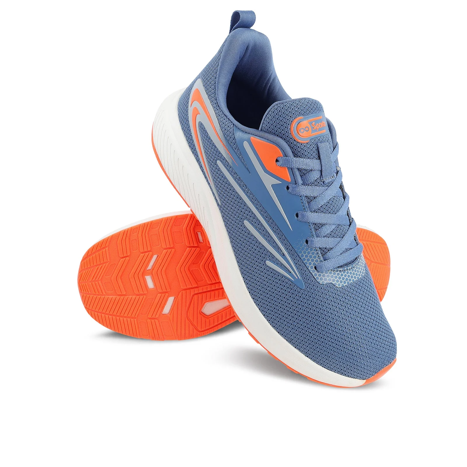 Men's Lace-up Sports Shoes - WS9603 SkyBlue Orange - Image 8