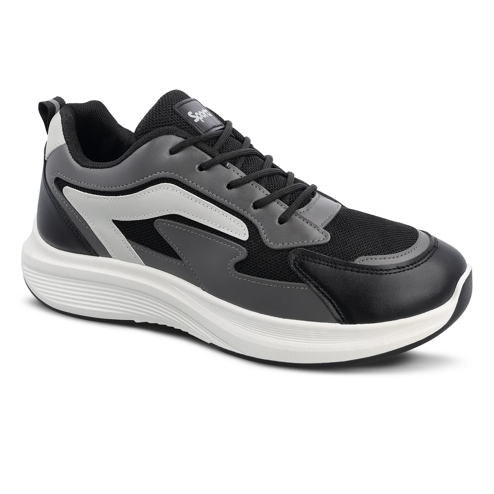 Men's Lace-up Walking Shoes - WS9129 Black Grey - Image 4