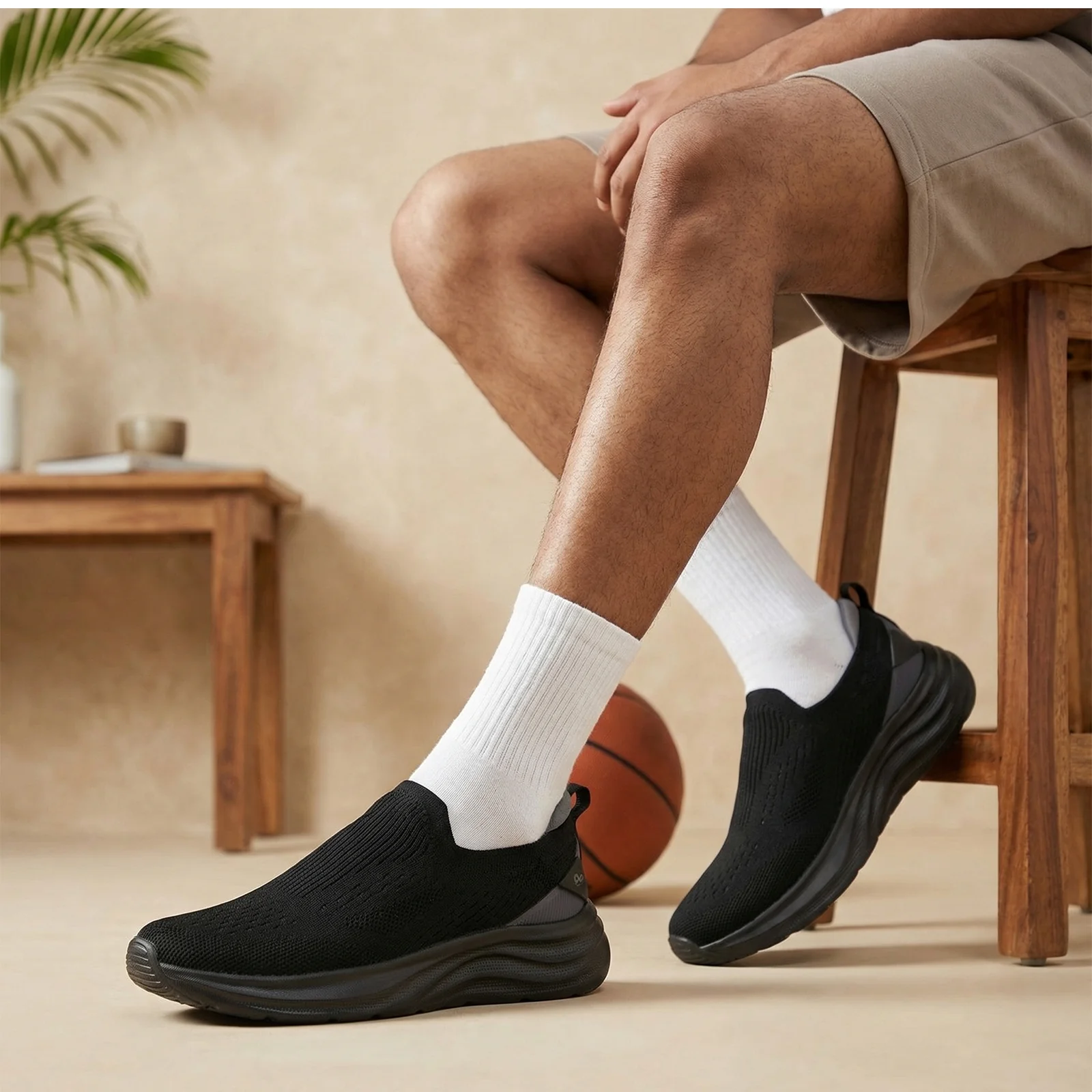 Men's Slip-On Sports Shoe -ONG97011 Black - Image 2