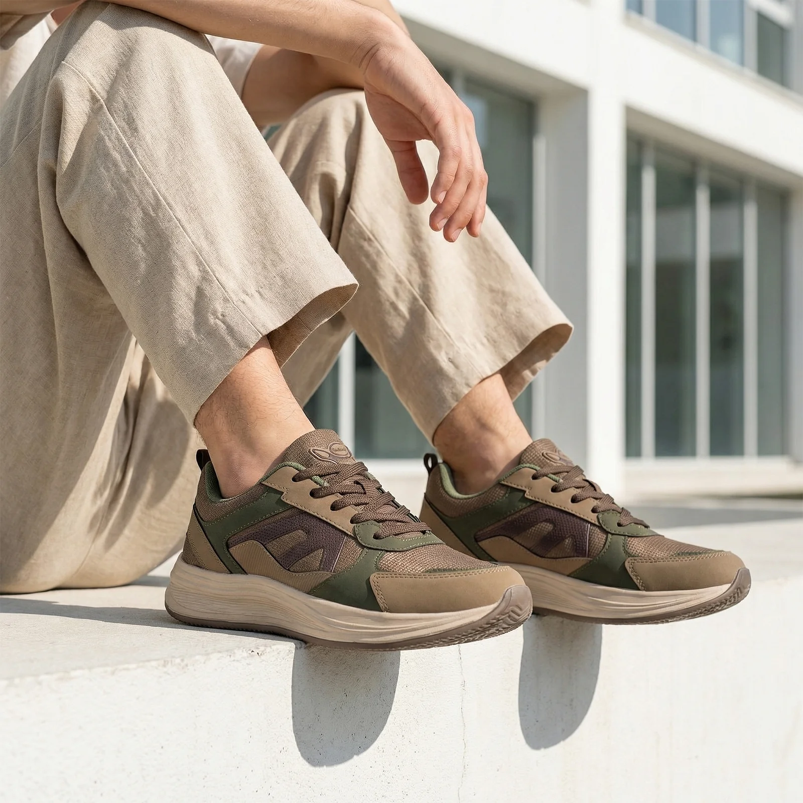 Men's Sports Shoe -ONG97009 Greige - Image 2