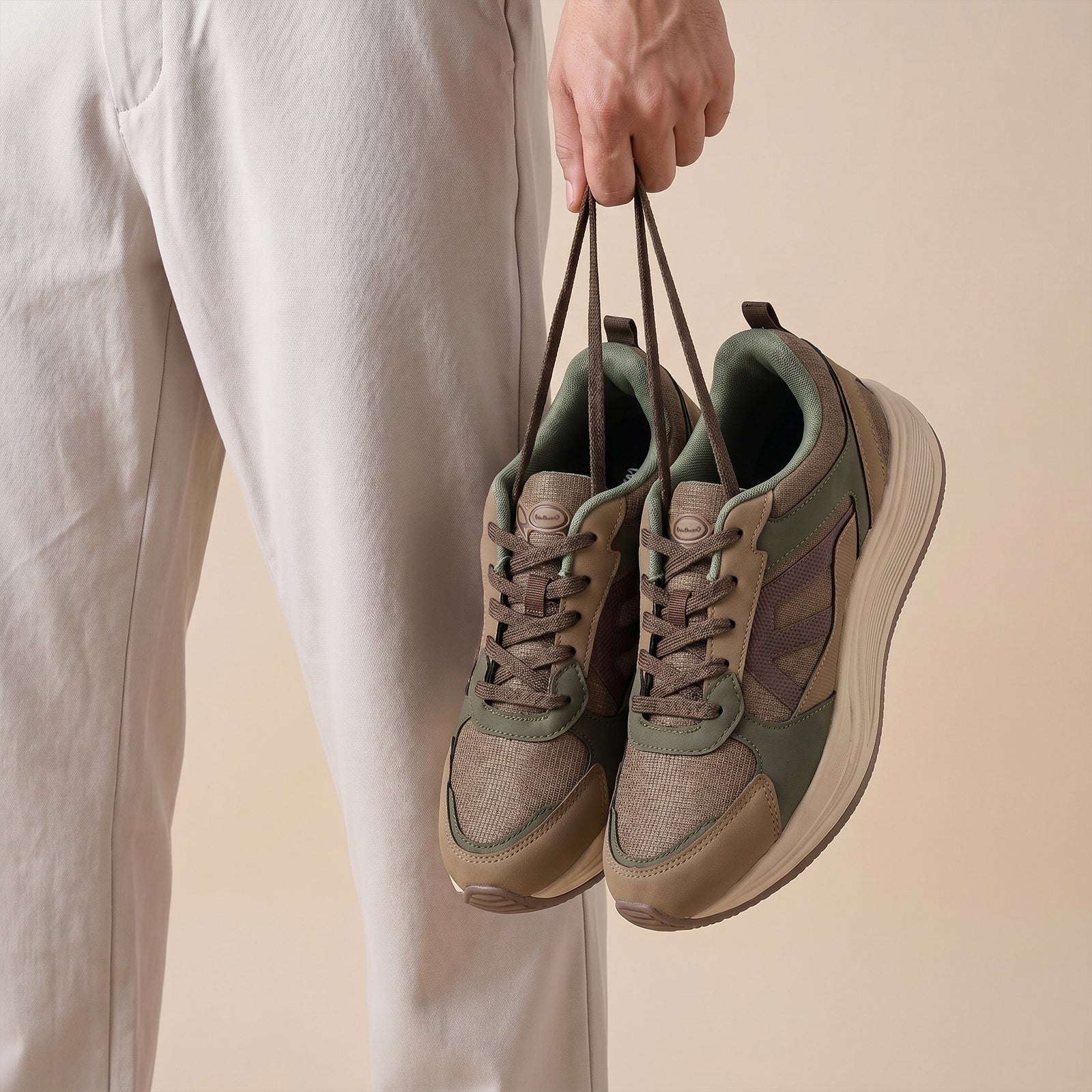 Men's Sports Shoe -ONG97009 Greige - Image 4