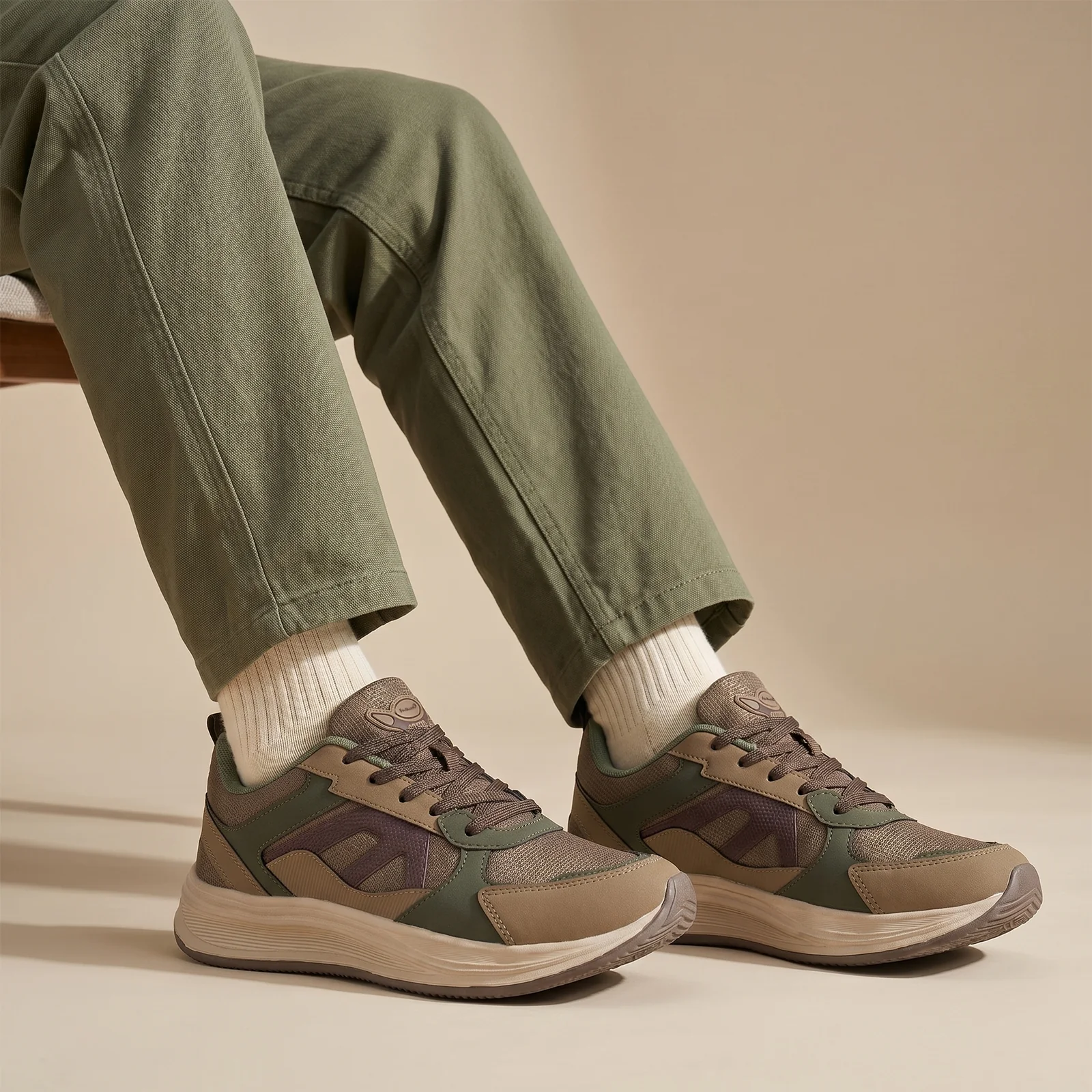 Men's Sports Shoe -ONG97009 Greige - Image 5