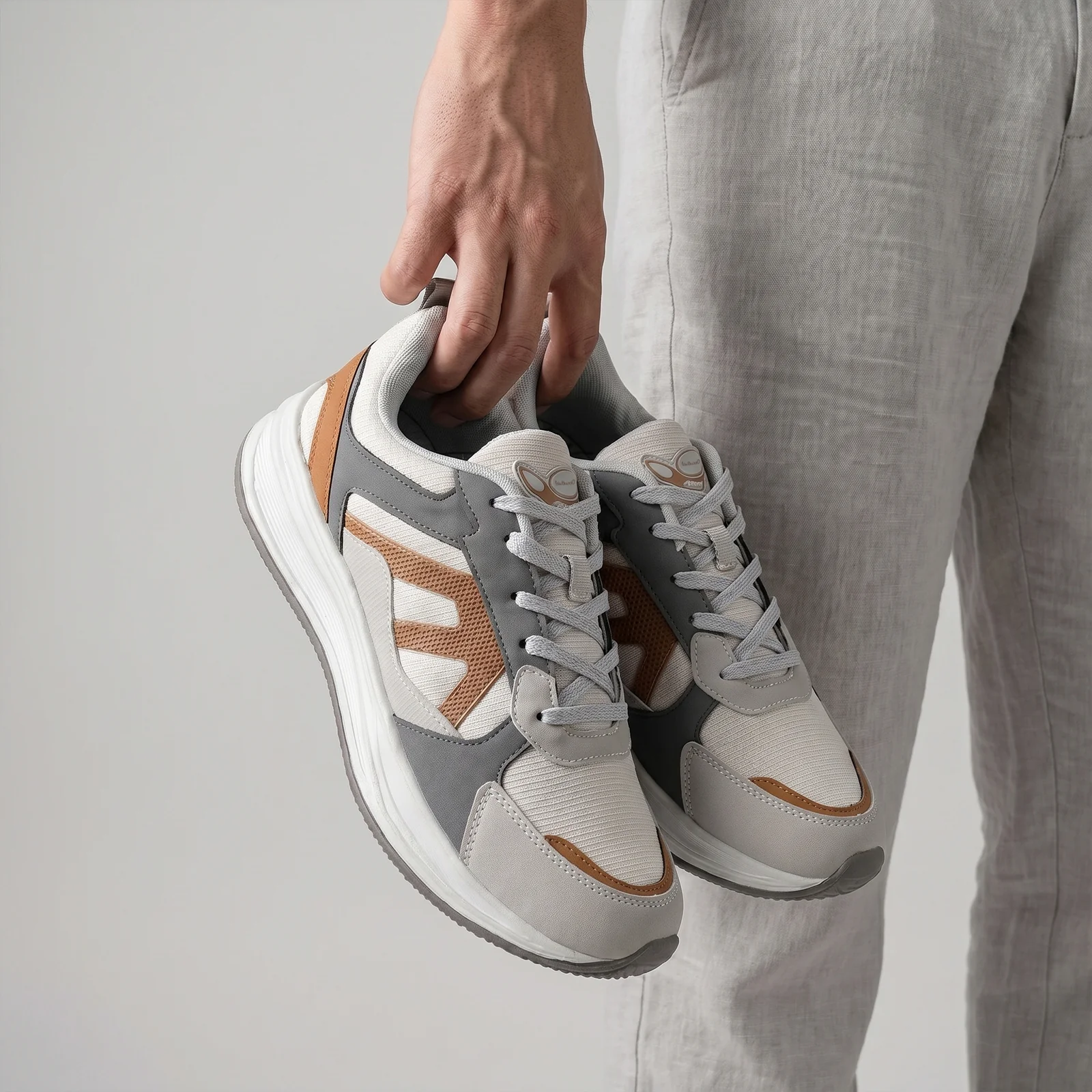 Men's Sports Shoe -ONG97009 Light Grey - Image 4