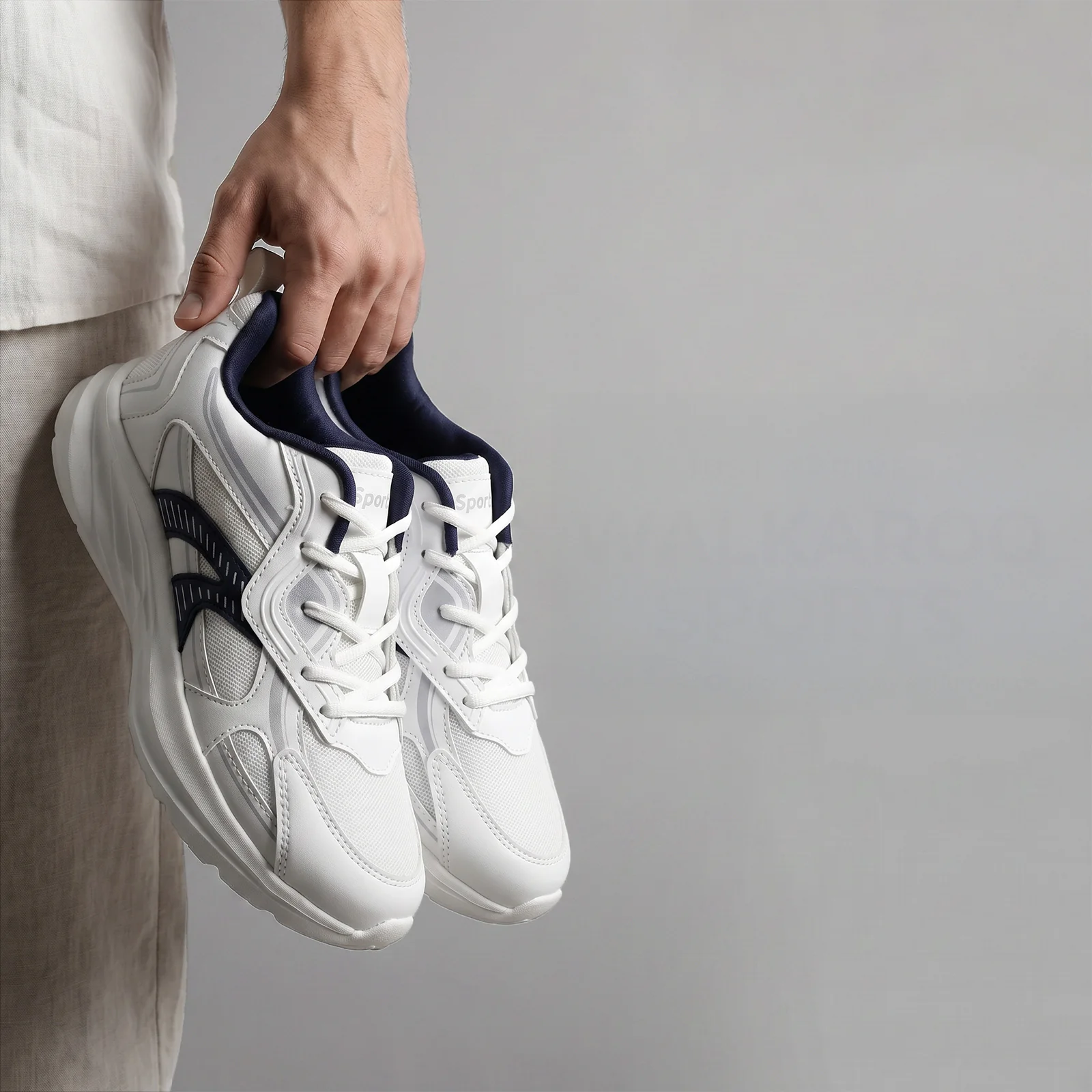 Men's Sports Shoes - ONG97008 White Blue - Image 5