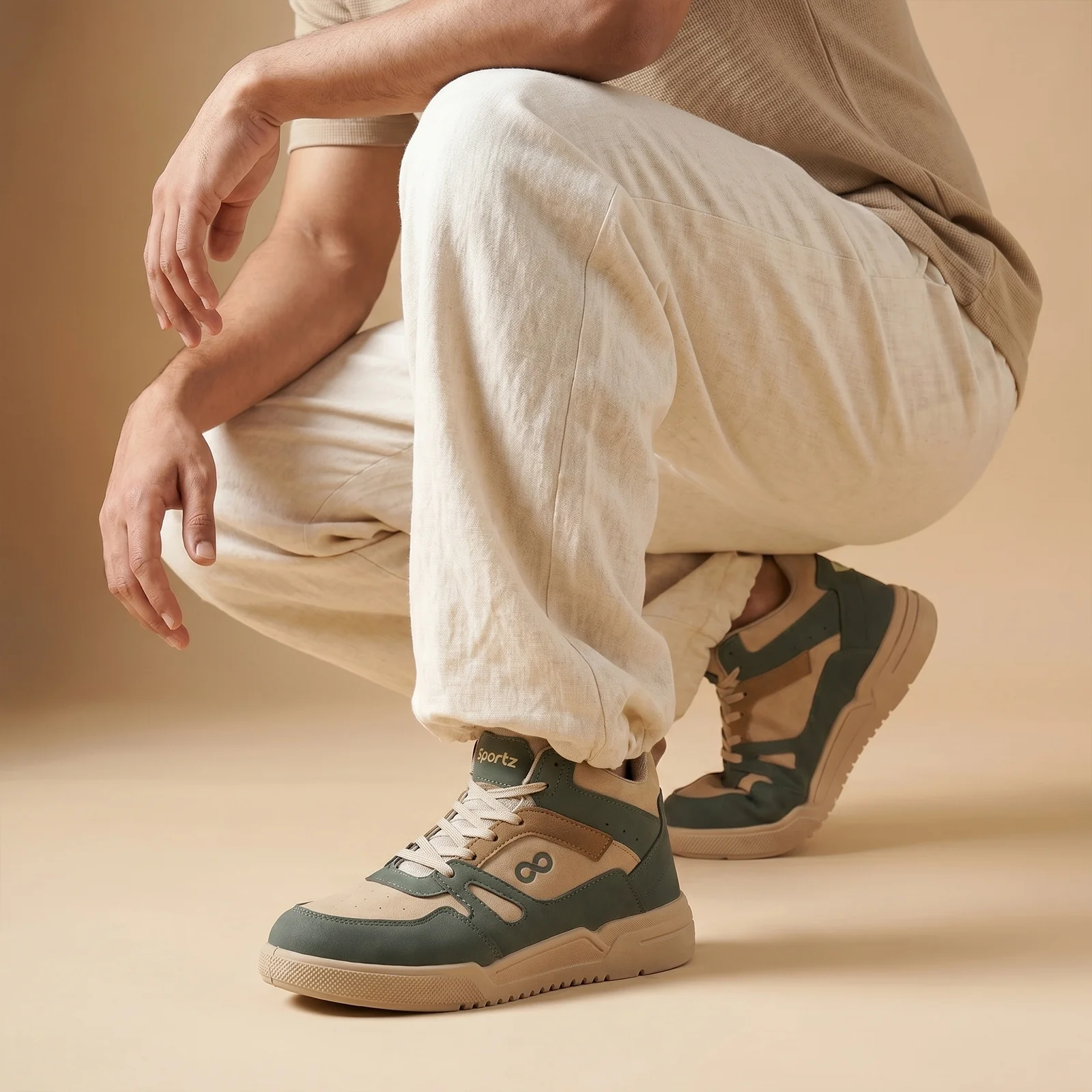 Men's Sports Sneakers -ONG97001  Khaki Olive - Image 2