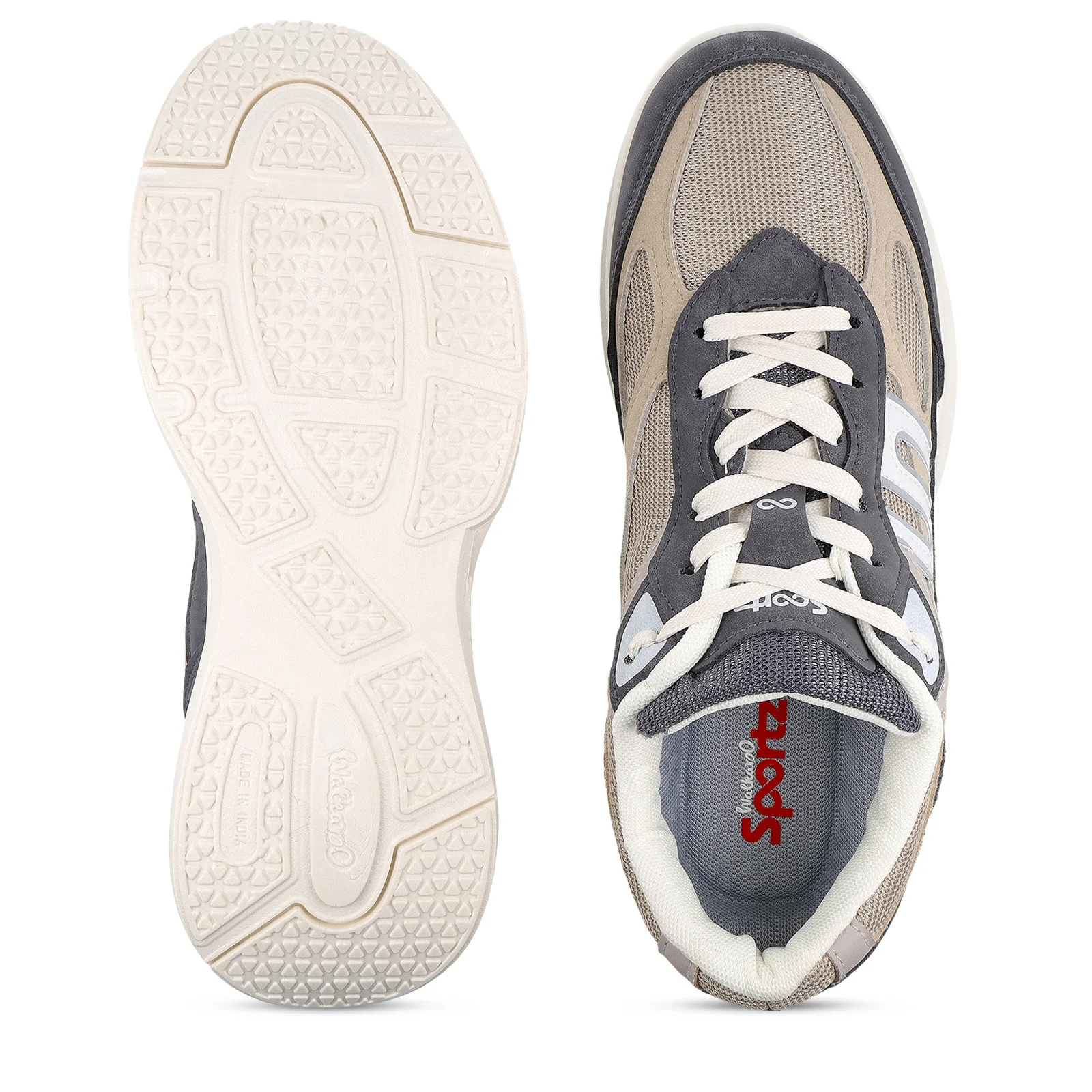 Men's Suede Sports Sneakers - SGE24009 Grey Beige - Image 3