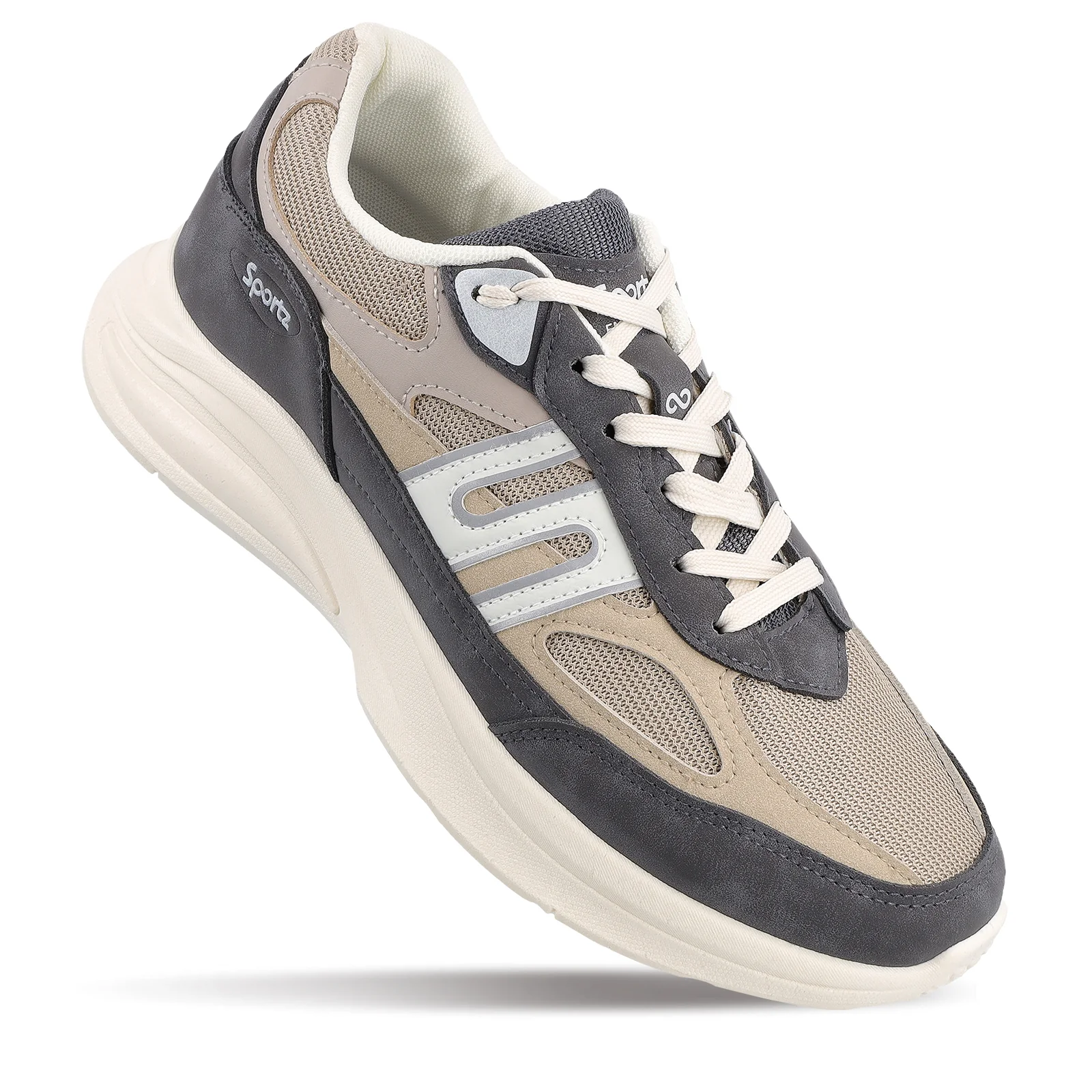 Men's Suede Sports Sneakers - SGE24009 Grey Beige - Image 4