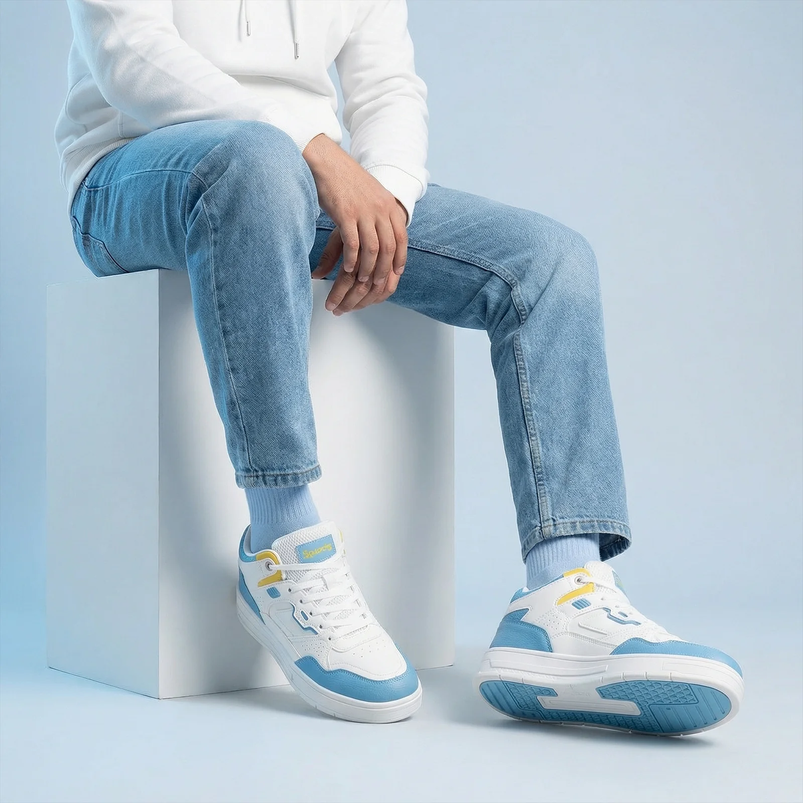 Men's Sports Sneakers - WY3485 White Blue - Image 2