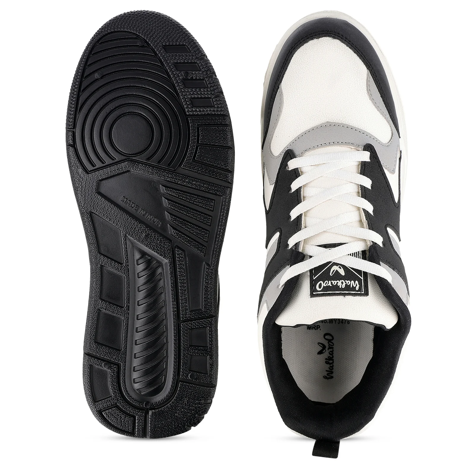 Men's Two-Tone Sneakers -  WY3478 White Black - Image 3