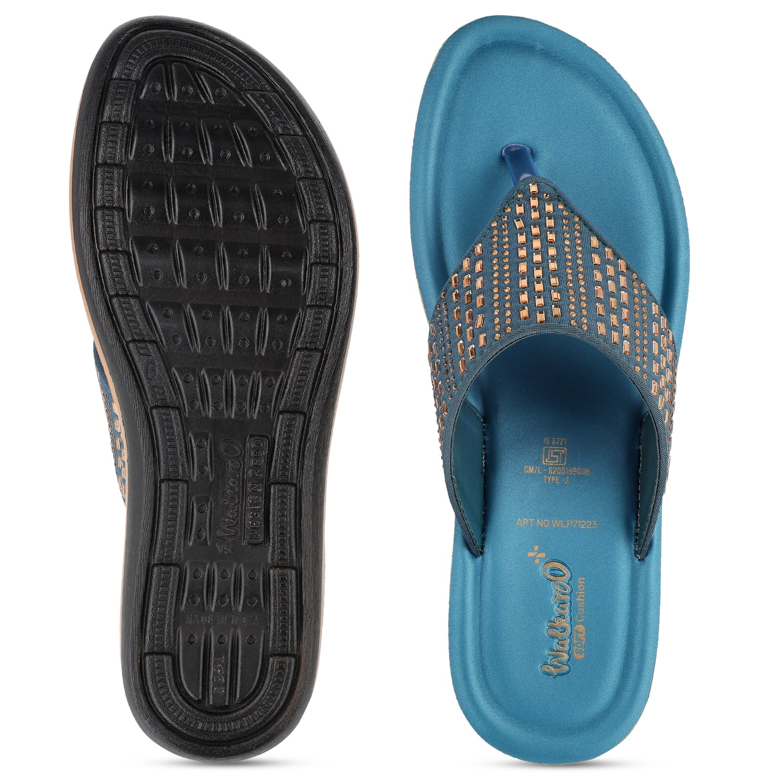 Sparkles Women's Daily Wear Sandal - WLP71223 Peacock Blue - Image 3