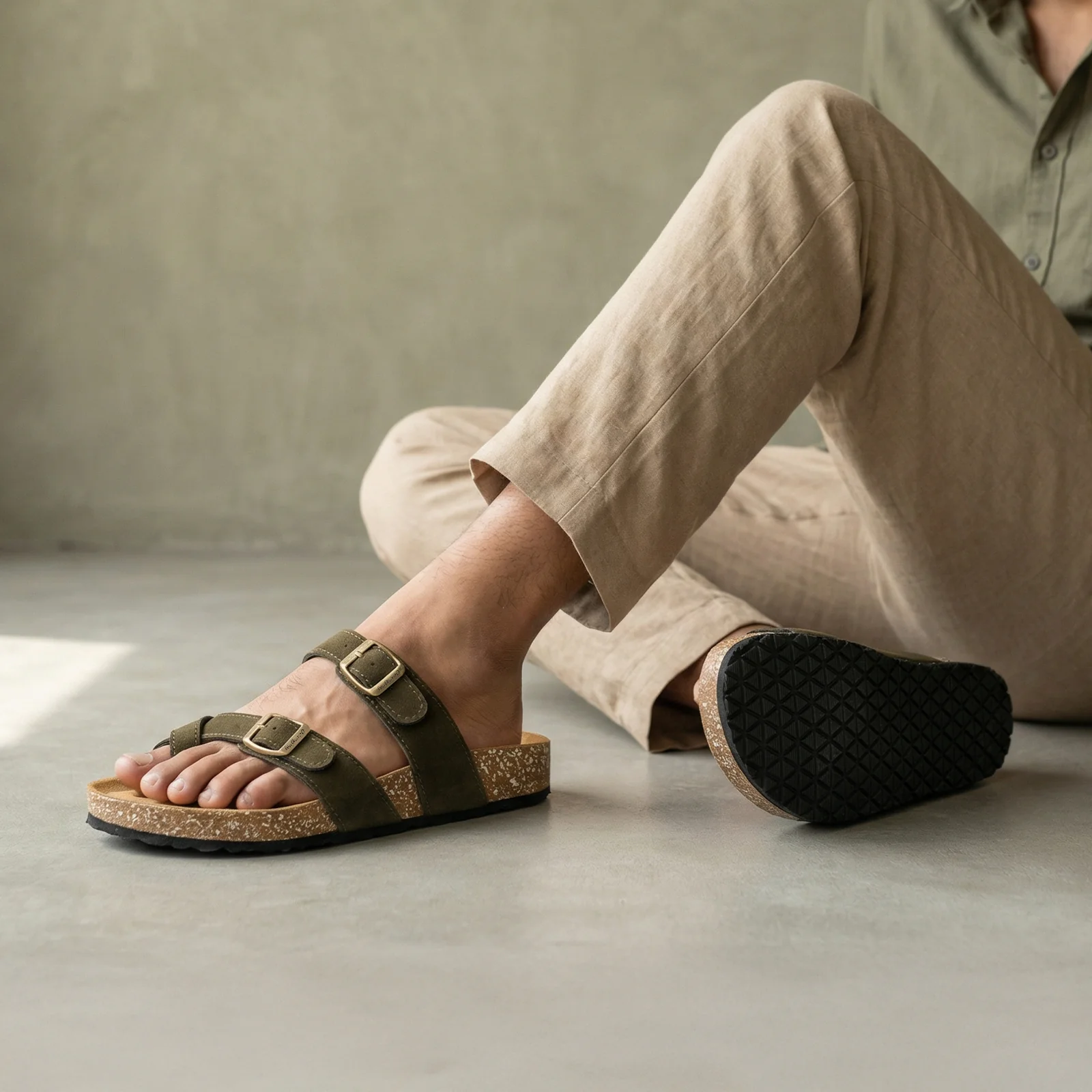Men's Comfort Sandals - WGE53241 Olive - Image 3