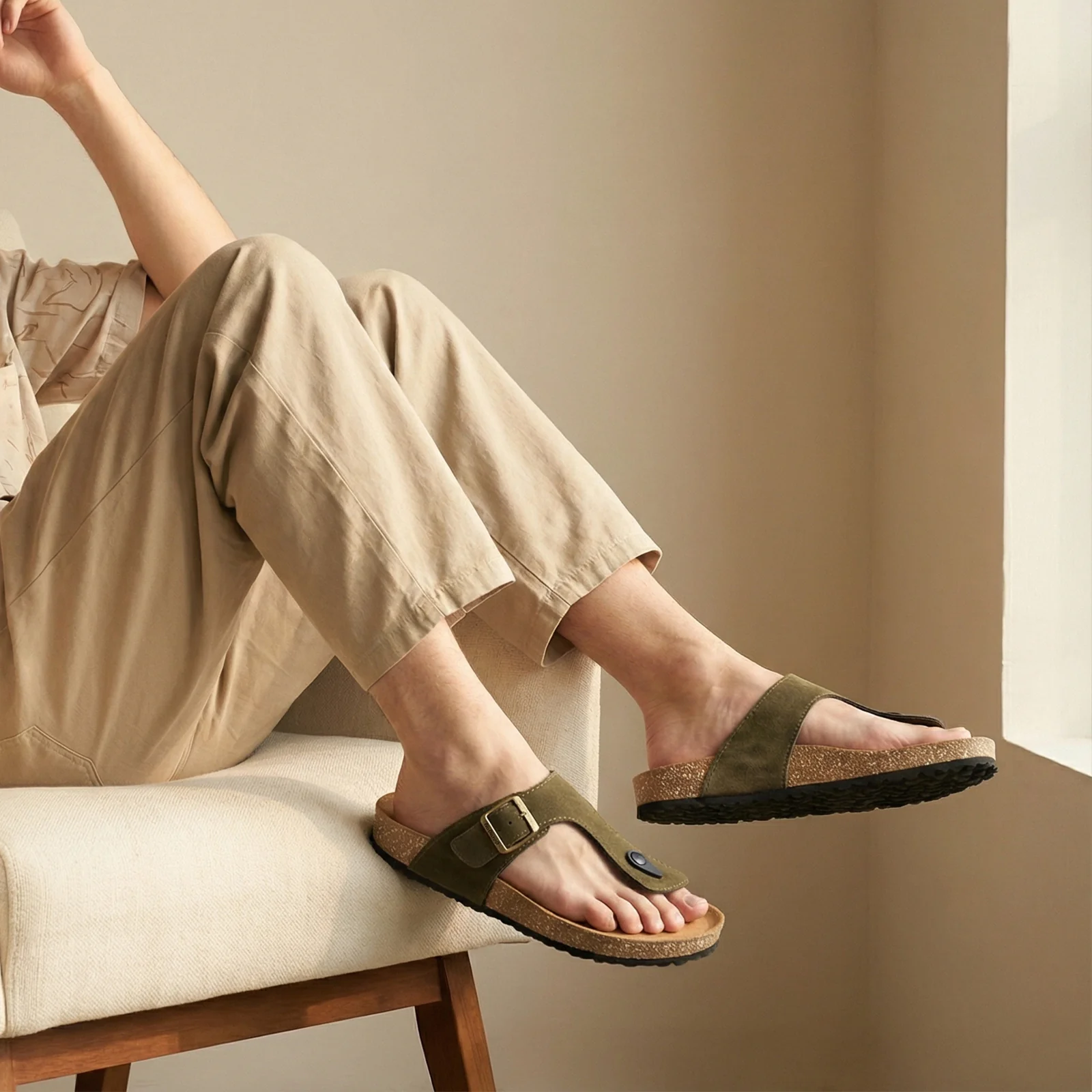 Men's Comfort Sandals - WGE53242 Olive - Image 3
