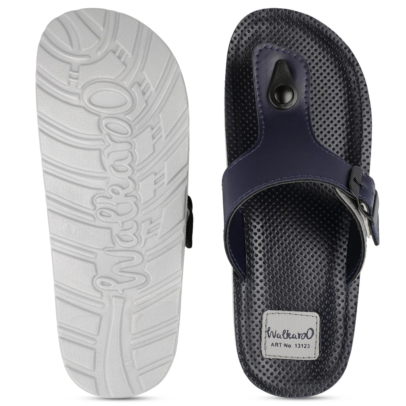 Walkaroo Boy Solid Thong Sandals  - 13123 Blue Grey - Image 2