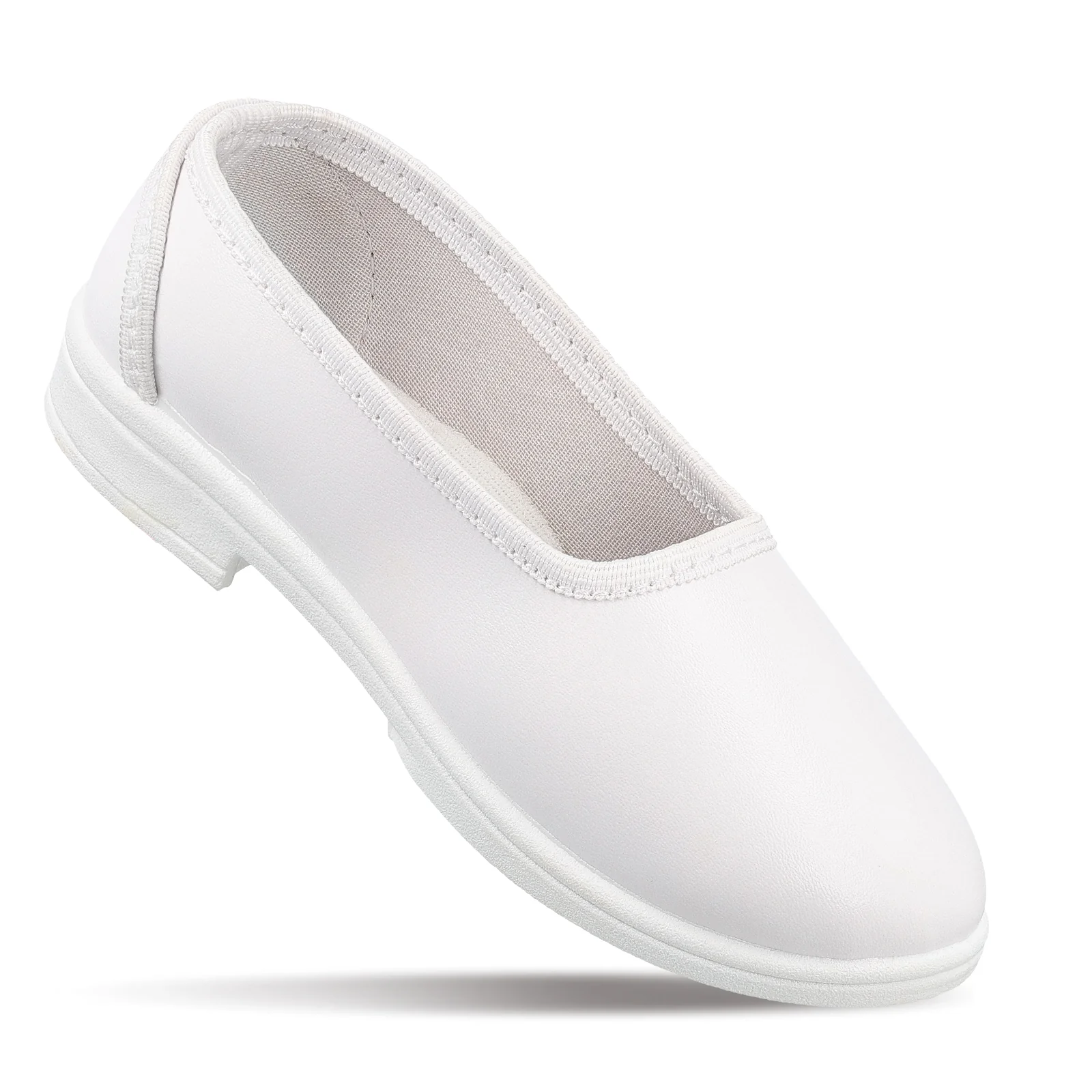 Kids Slip-On school Shoe - WV593 White - Image 3
