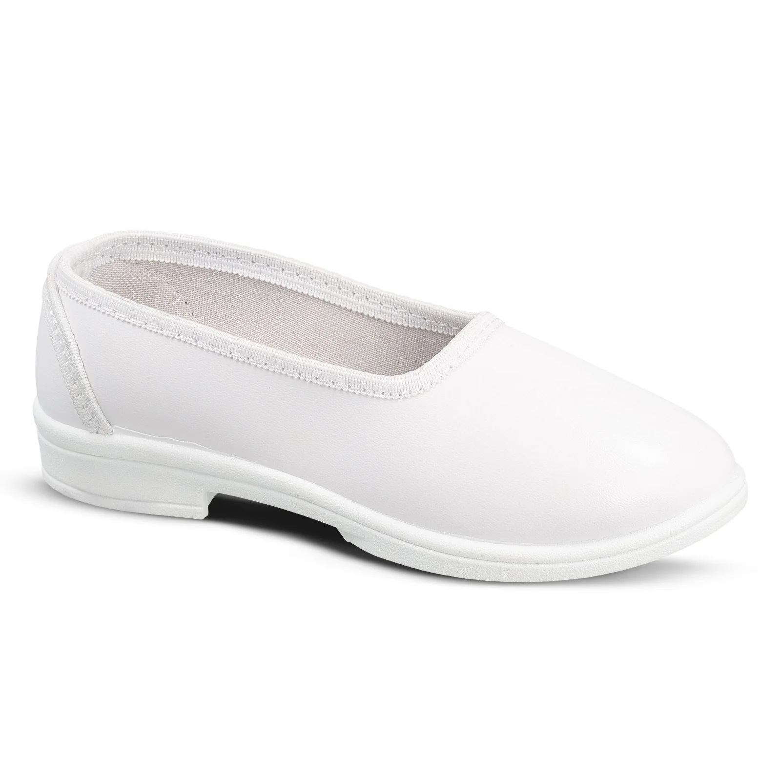 Kids Slip-On school Shoe - WV593 White - Image 4