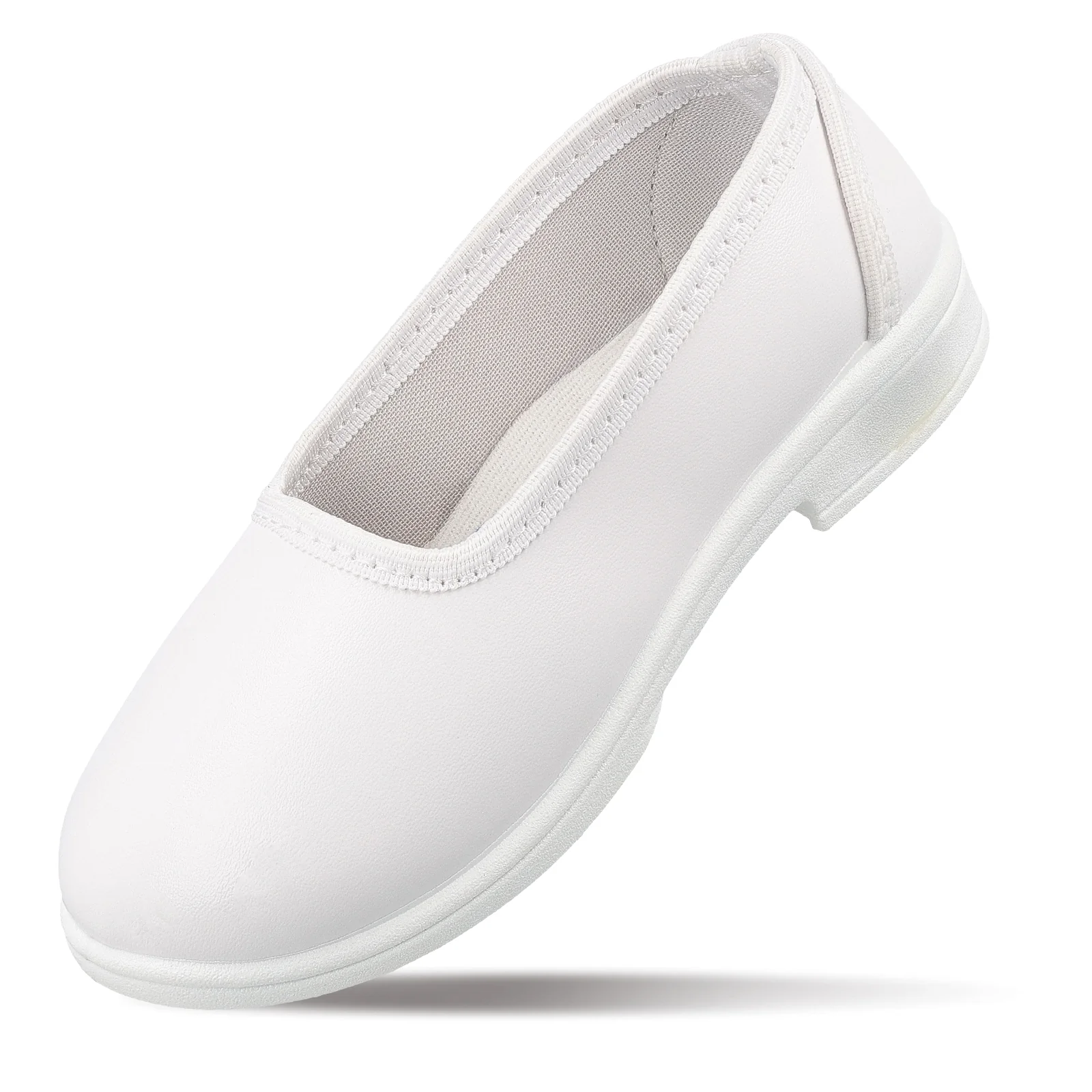 Kids Slip-On school Shoe - WV593 White - Image 5