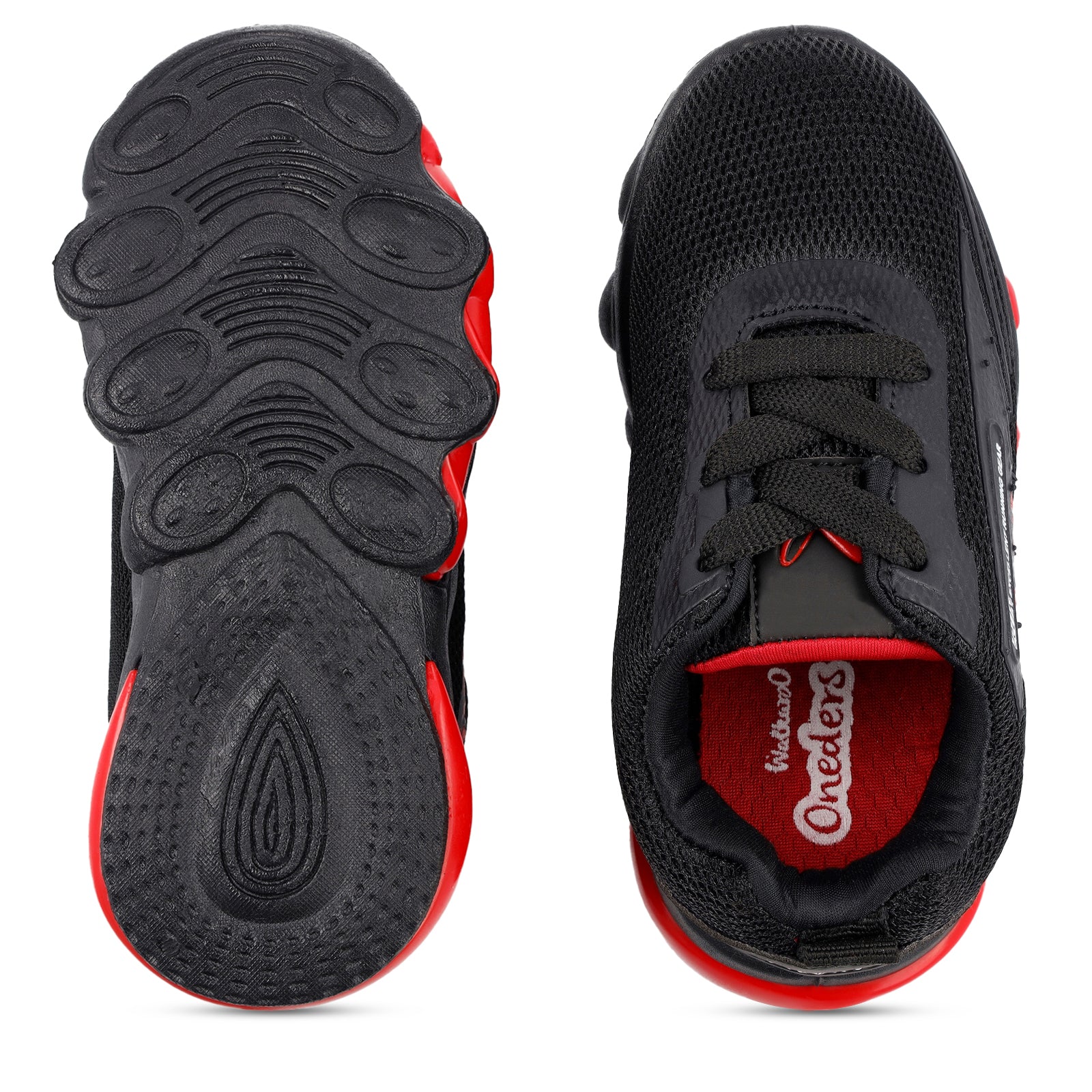 Walkaroo Kids Pull-on Sock Shoes - WK340 Black Red - Image 2