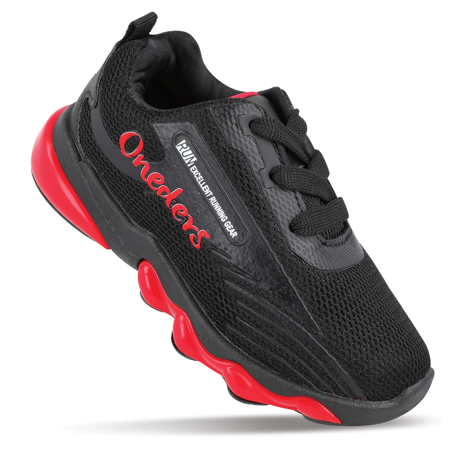 Walkaroo Kids Pull-on Sock Shoes - WK340 Black Red - Image 3